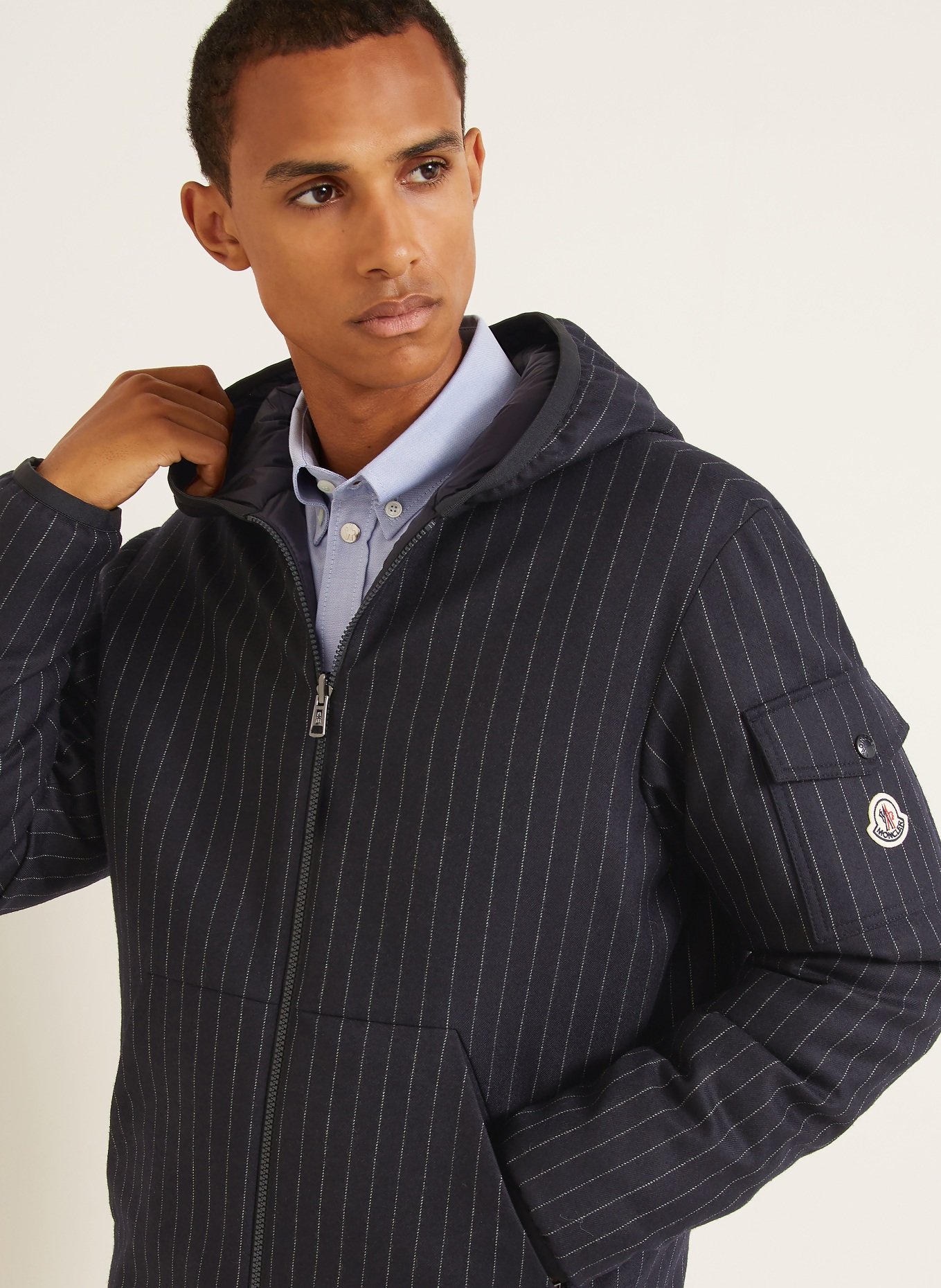 MONCLER CEZE Reversible Down Jacket: DARK BLUE / WHITE