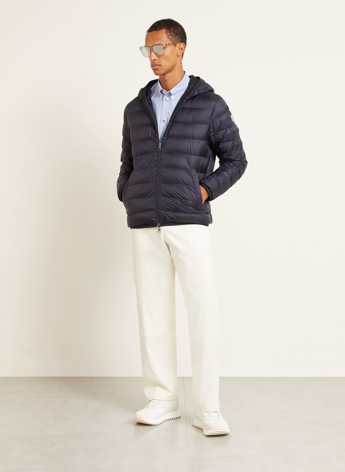 MONCLER CEZE Reversible Down Jacket: DARK BLUE / WHITE