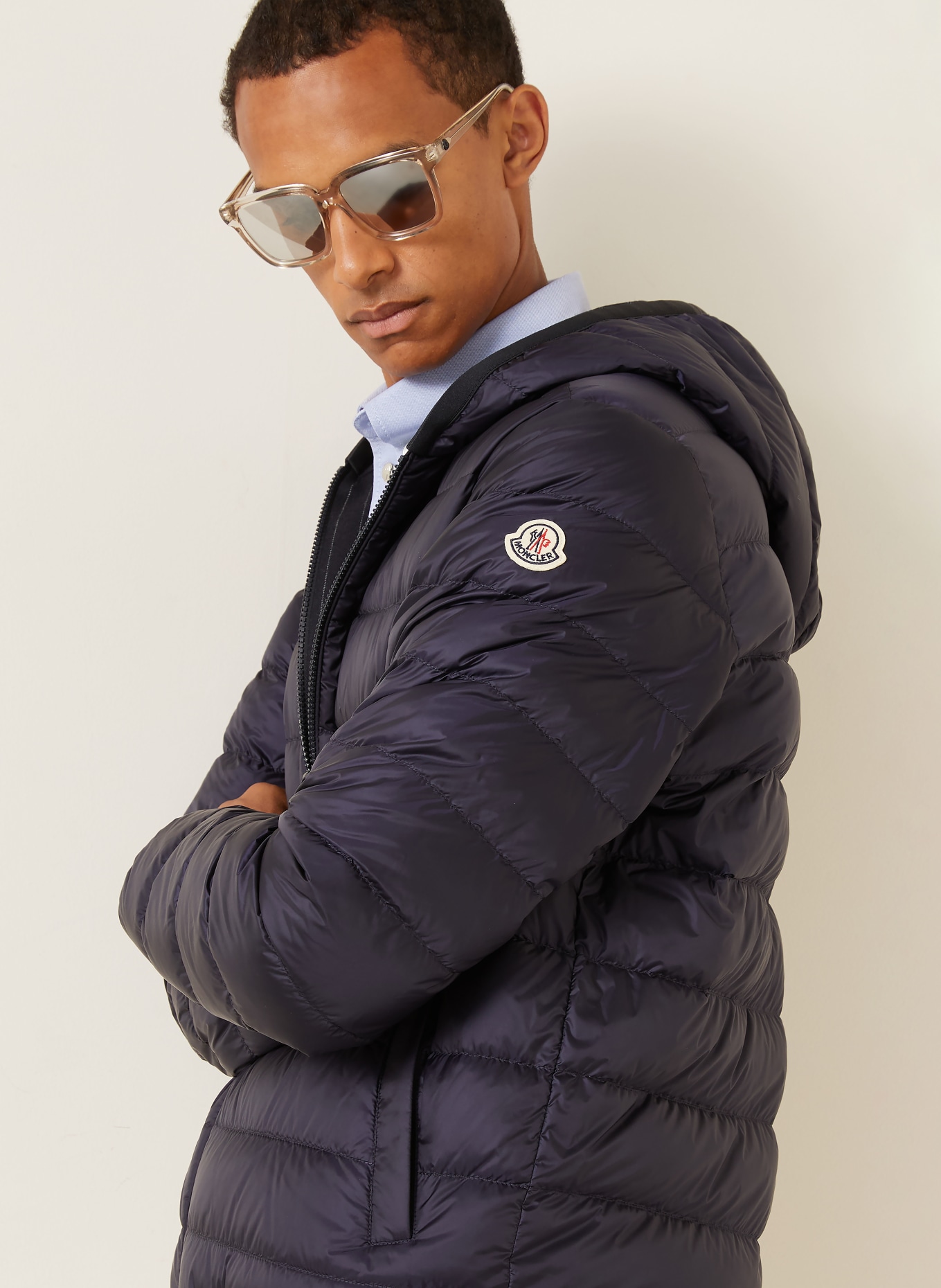 MONCLER CEZE Reversible Down Jacket: DARK BLUE / WHITE