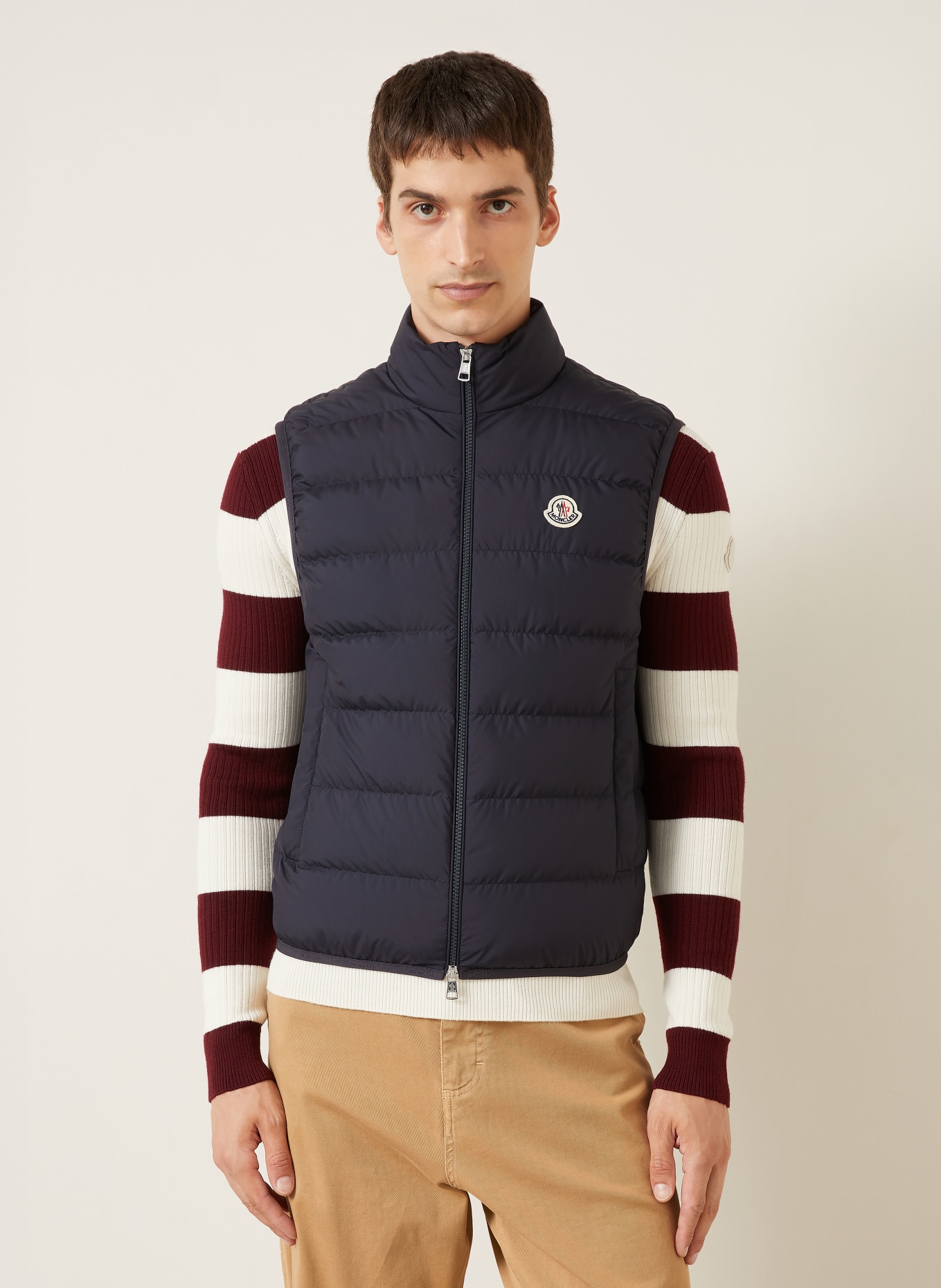 MONCLER Lehká péřová vesta CONTRIN: TMAVĚ MODRÁ