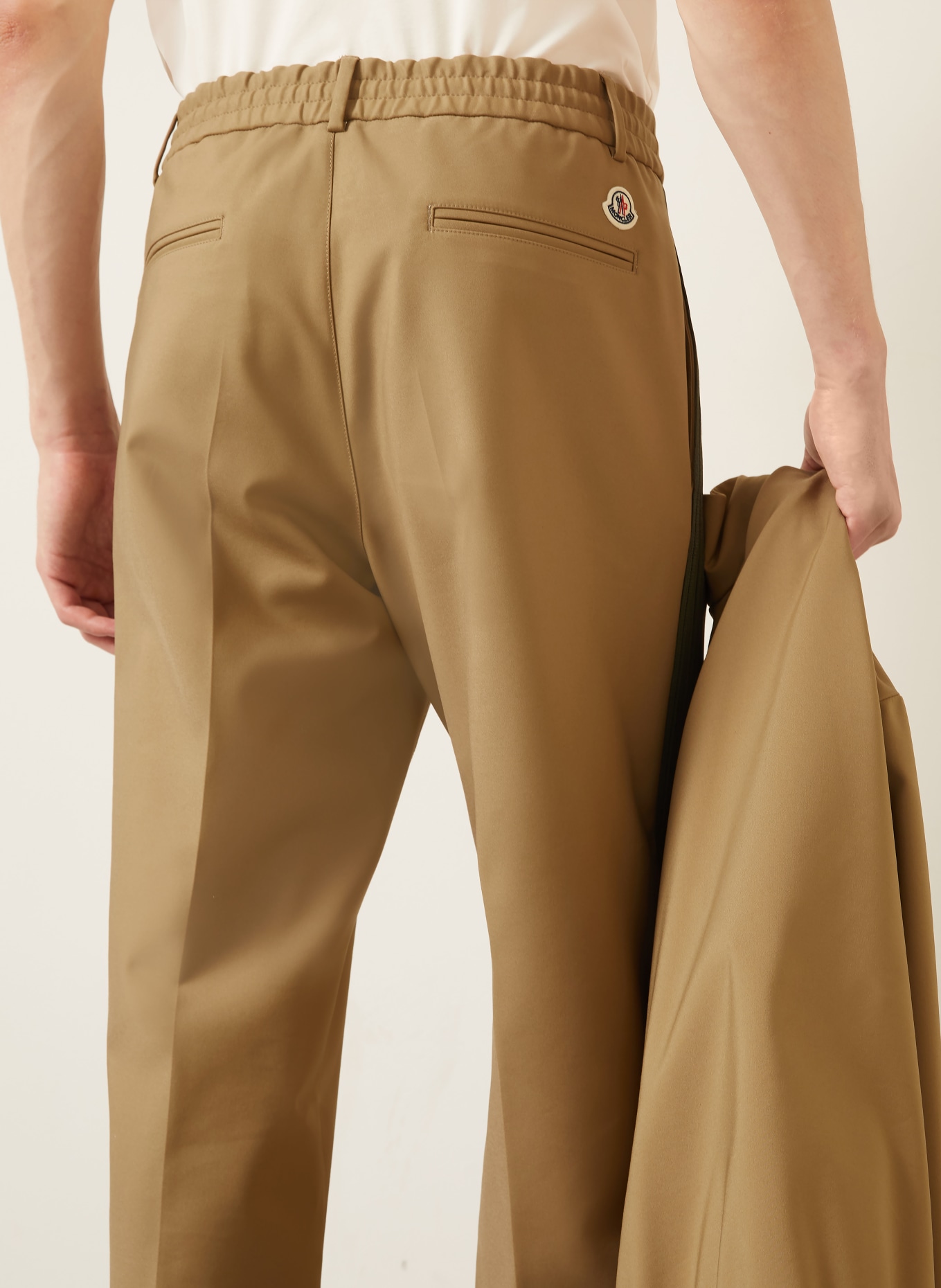 MONCLER Regular-fit Chinos with braided stripes: BEIGE / OLIVE