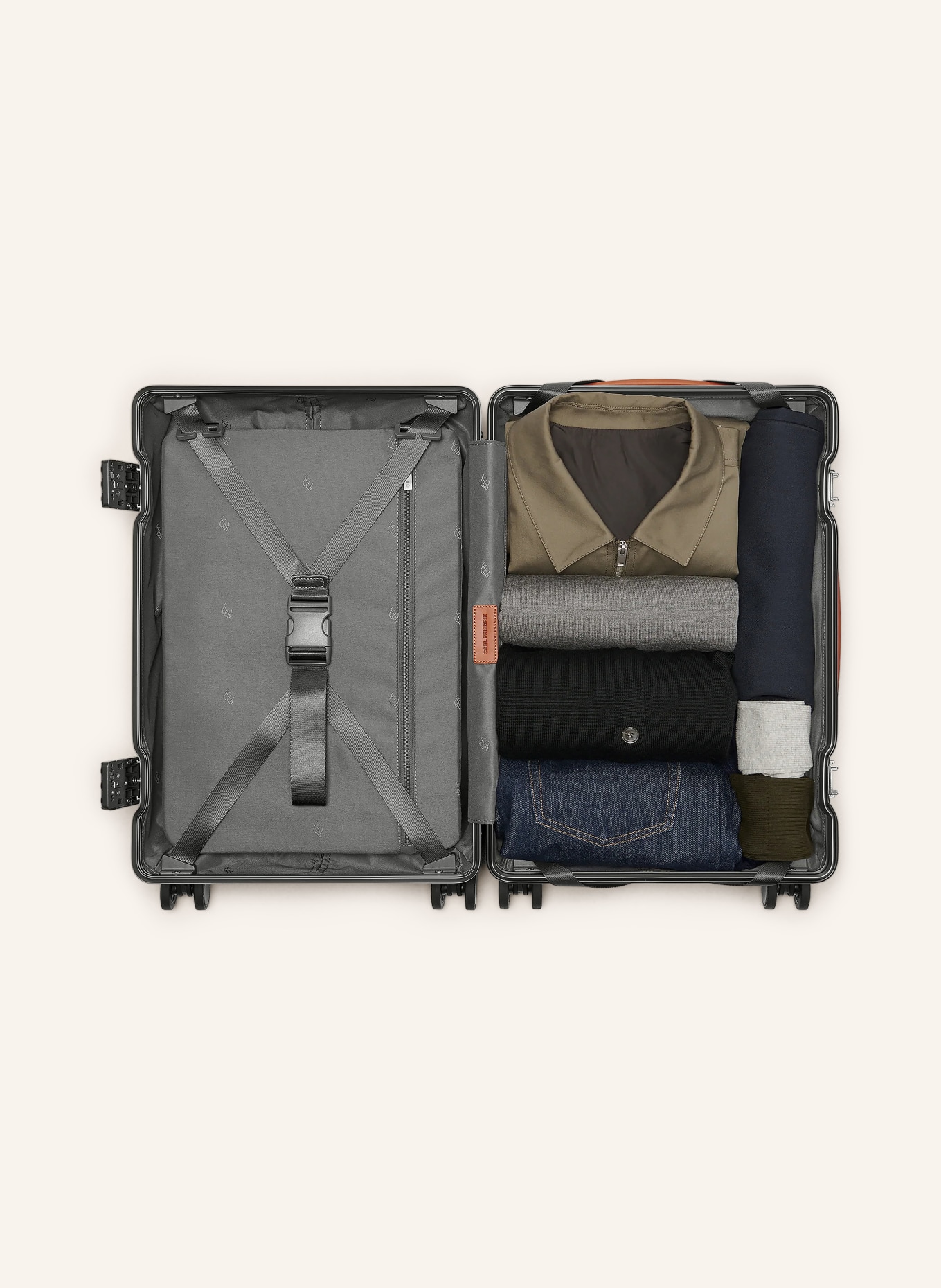CARL FRIEDRIK Trolley THE CARRY-ON X: DUNKELGRAU / COGNAC