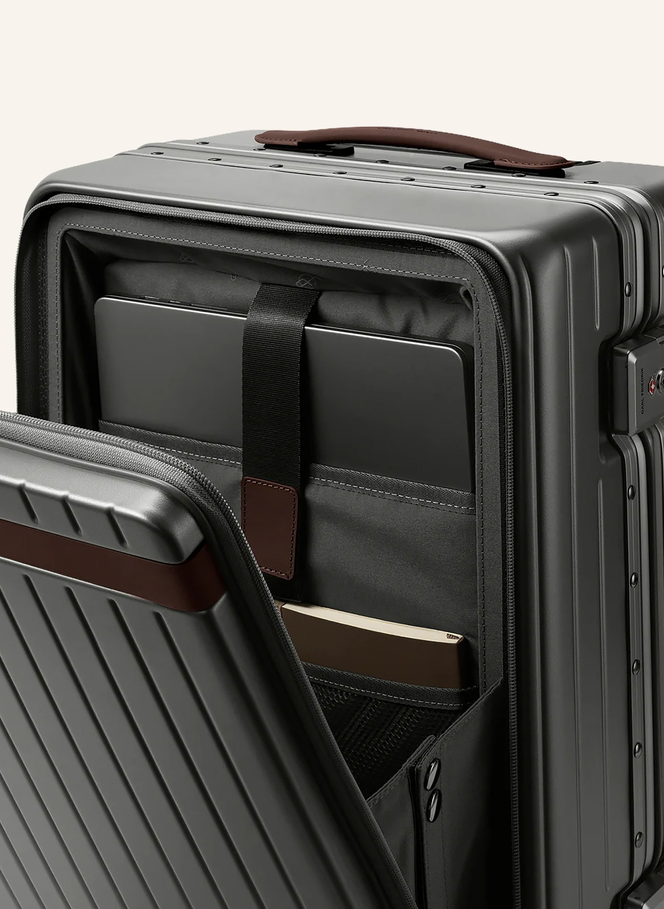 CARL FRIEDRIK Trolley THE CARRYY-ON X: DUNKELGRAU / DUNKELBRAUN