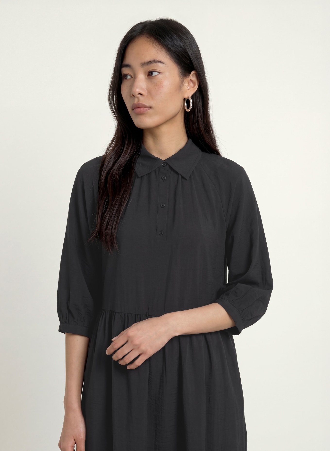 OPUS WASINDA shirt dress with 3/4 sleeves: BLACK
