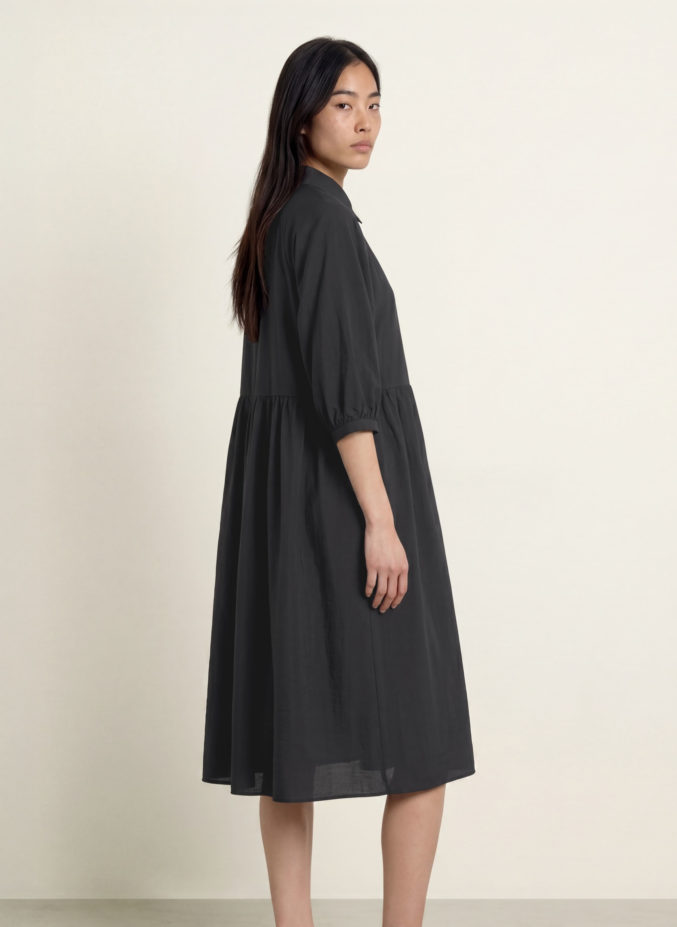 OPUS WASINDA shirt dress with 3/4 sleeves: BLACK