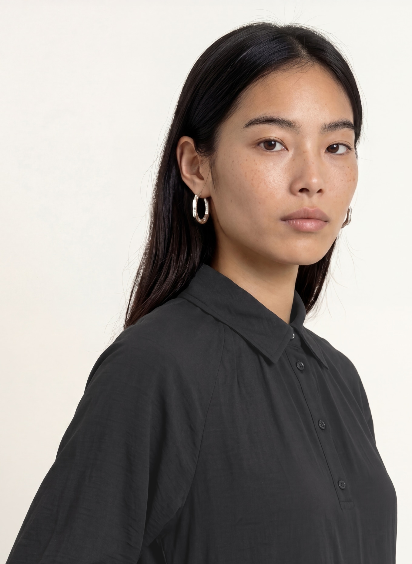 OPUS WASINDA shirt dress with 3/4 sleeves: BLACK