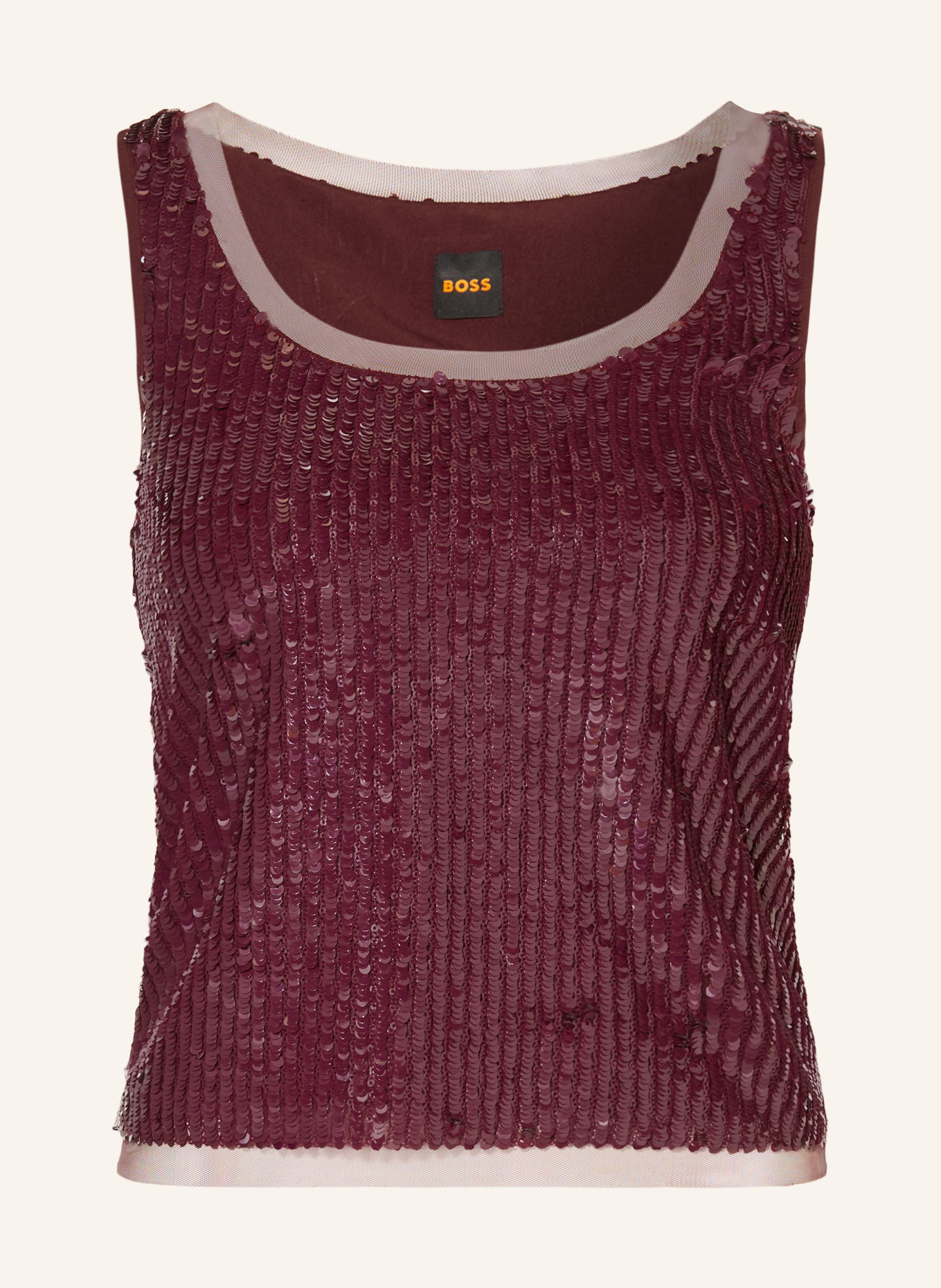 BOSS BYCOLE top with sequins: DARK RED