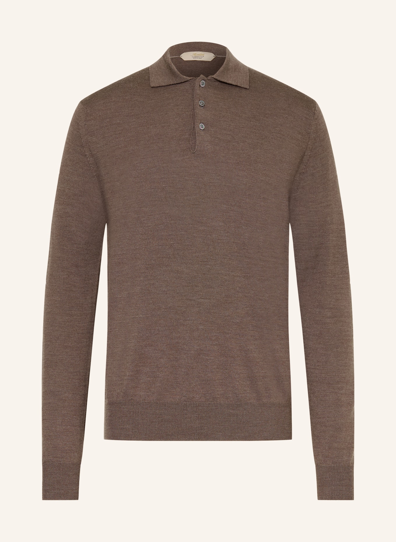 Aurélien Gebreid poloshirt van merinowol: BRUIN