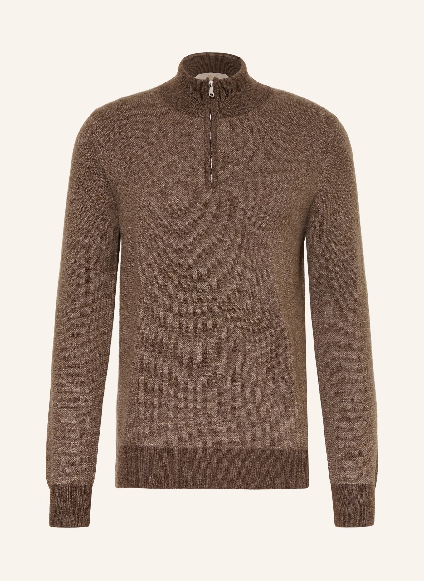 Aurélien Cashmere Half-zip sweater: BROWN / DARK BROWN