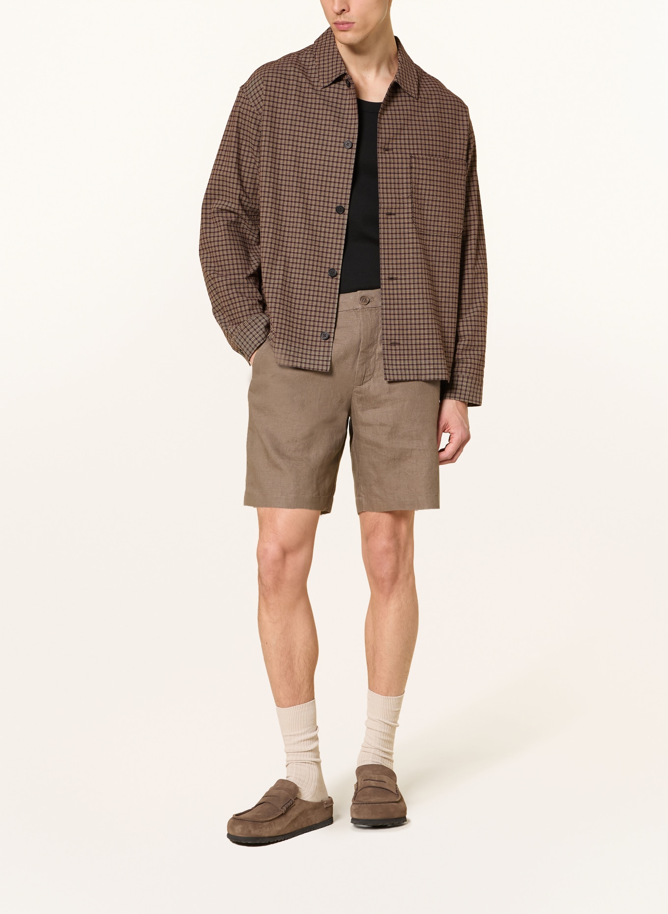 ARKET BILLY Comfort Fit Shirt: DARK BROWN / CAMEL