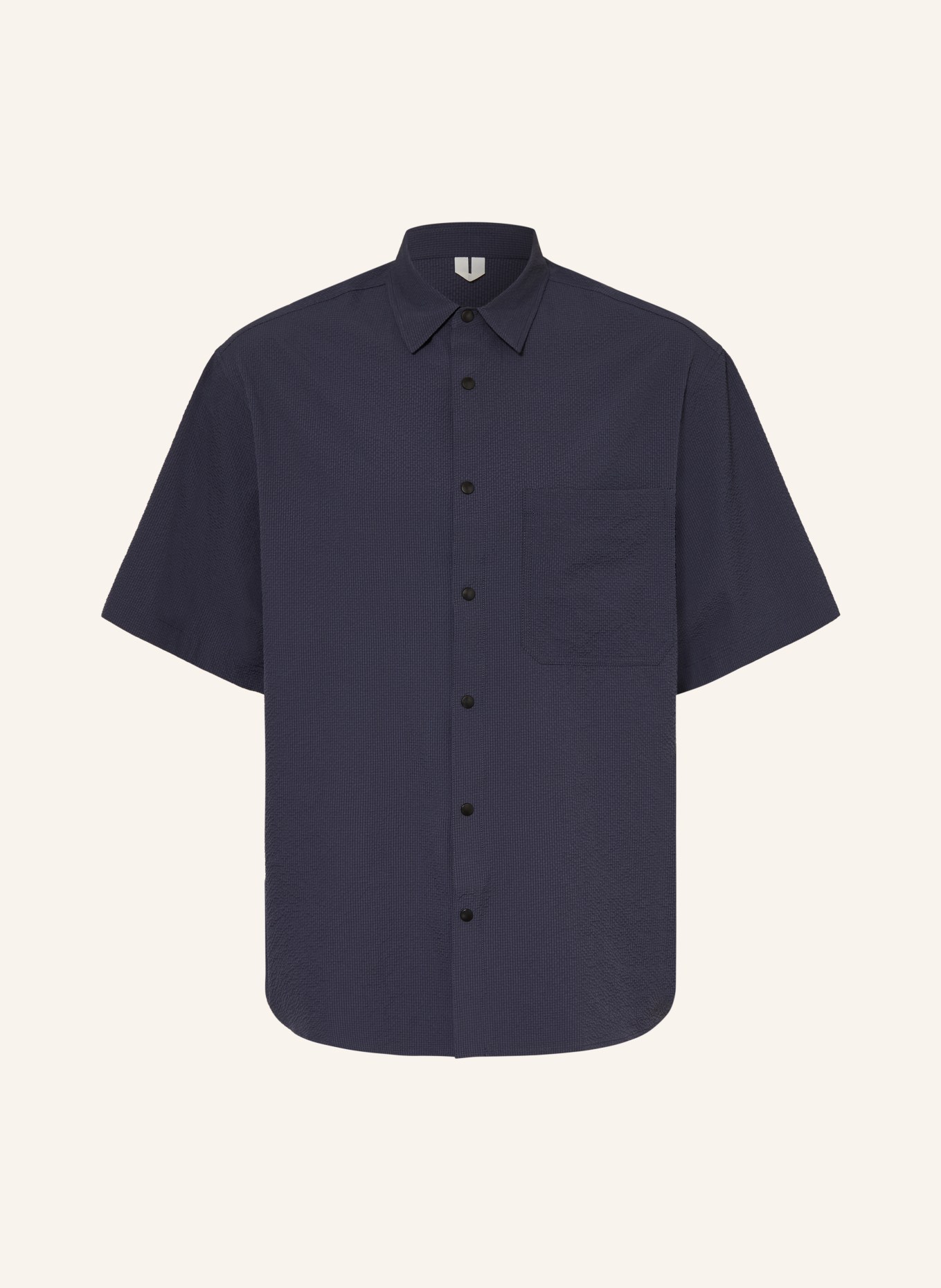 ARKET SVENJORAN Comfort Fit Short-Sleeve Shirt: DARK BLUE