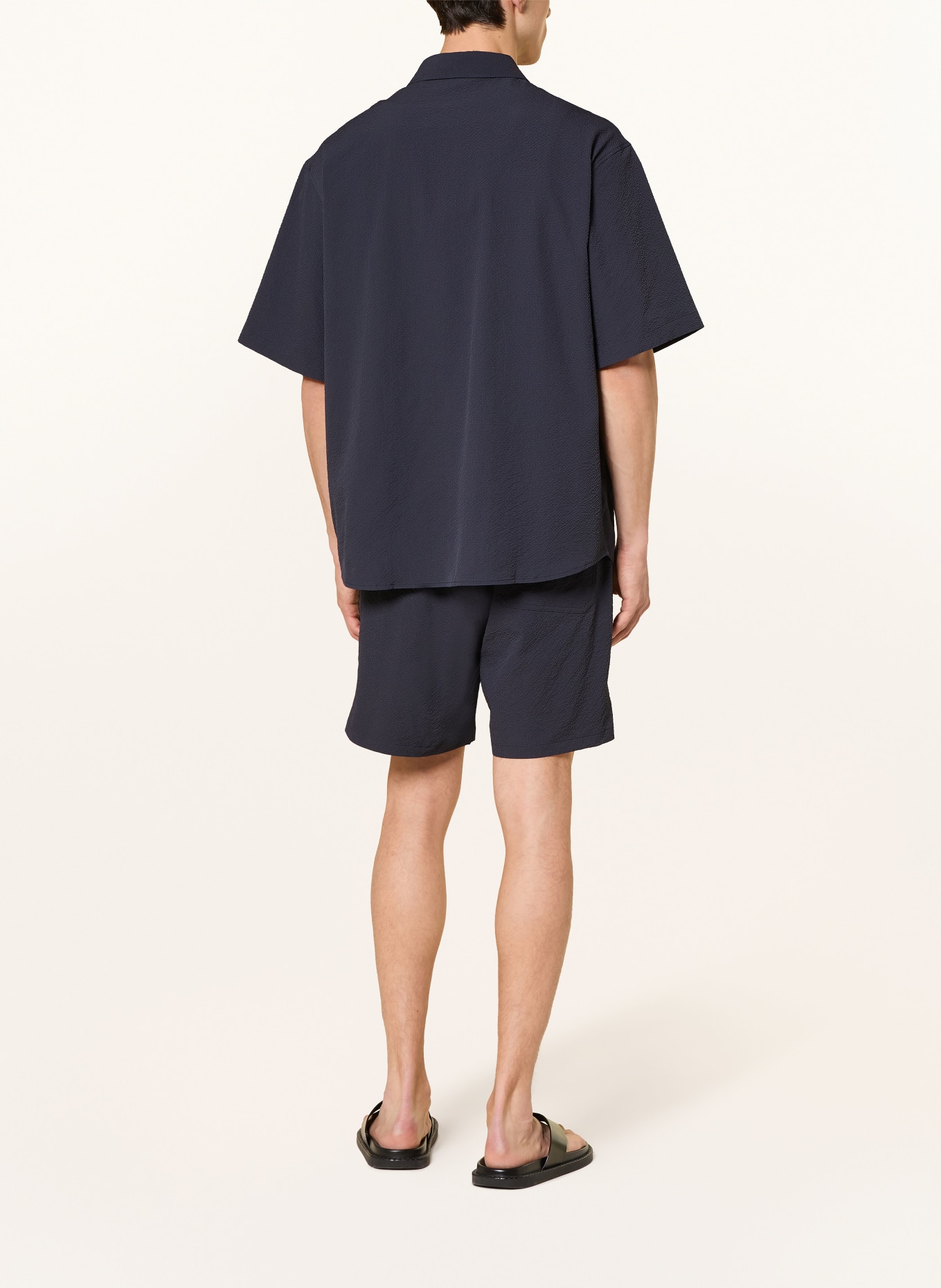 ARKET SVENJORAN Comfort Fit Short-Sleeve Shirt: DARK BLUE