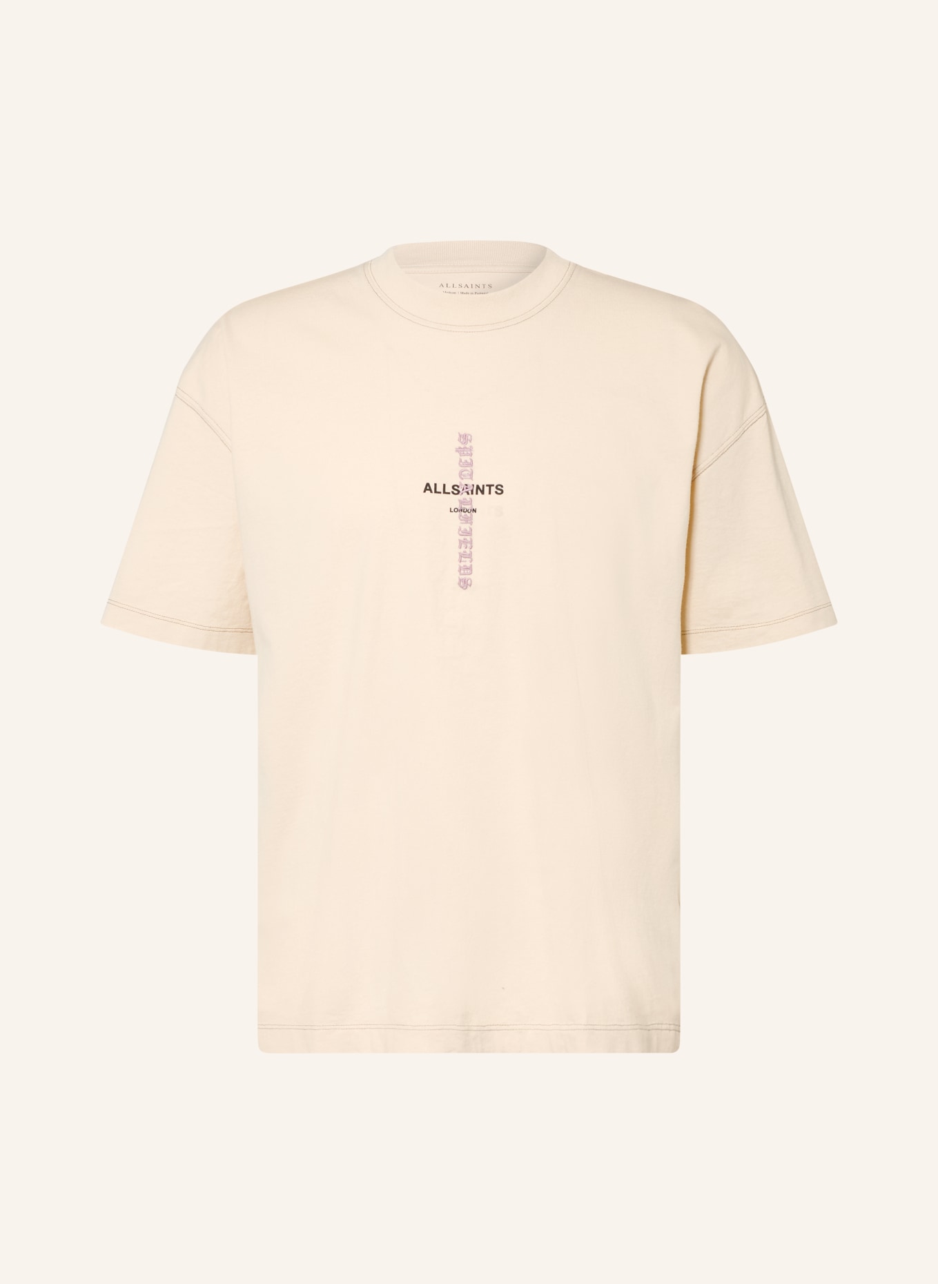 ALLSAINTS KNOX T-shirt: BEIGE / LIGHT PURPLE / BLACK