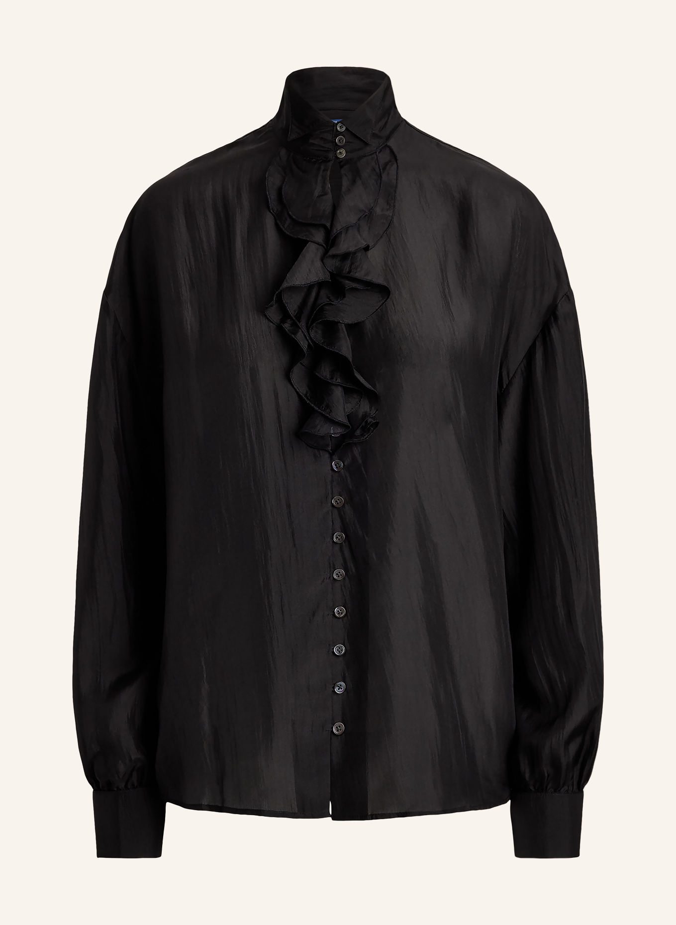 POLO RALPH LAUREN Seidenbluse HABOTAI mit Rüschen: SCHWARZ
