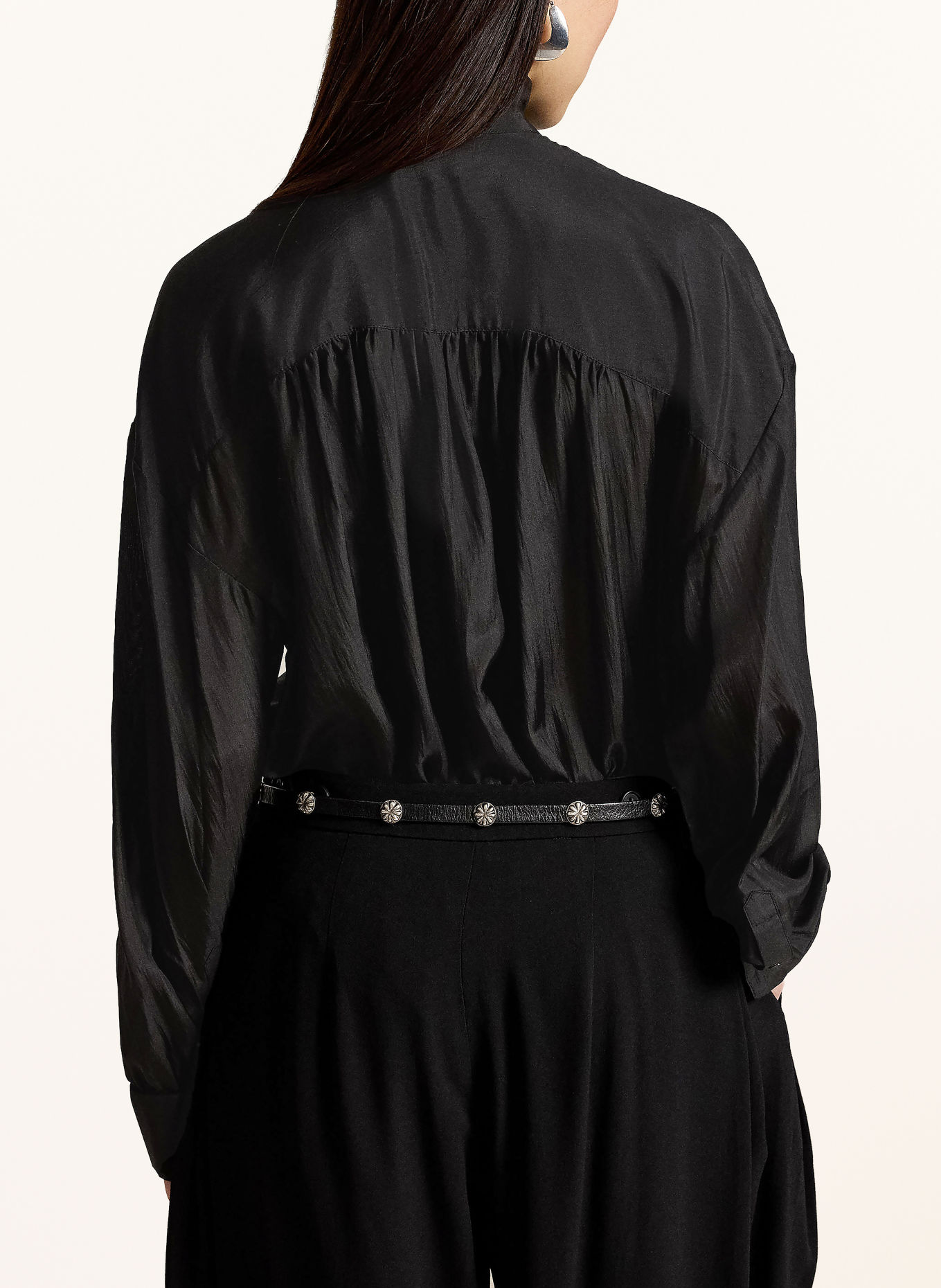 POLO RALPH LAUREN Seidenbluse HABOTAI mit Rüschen: SCHWARZ