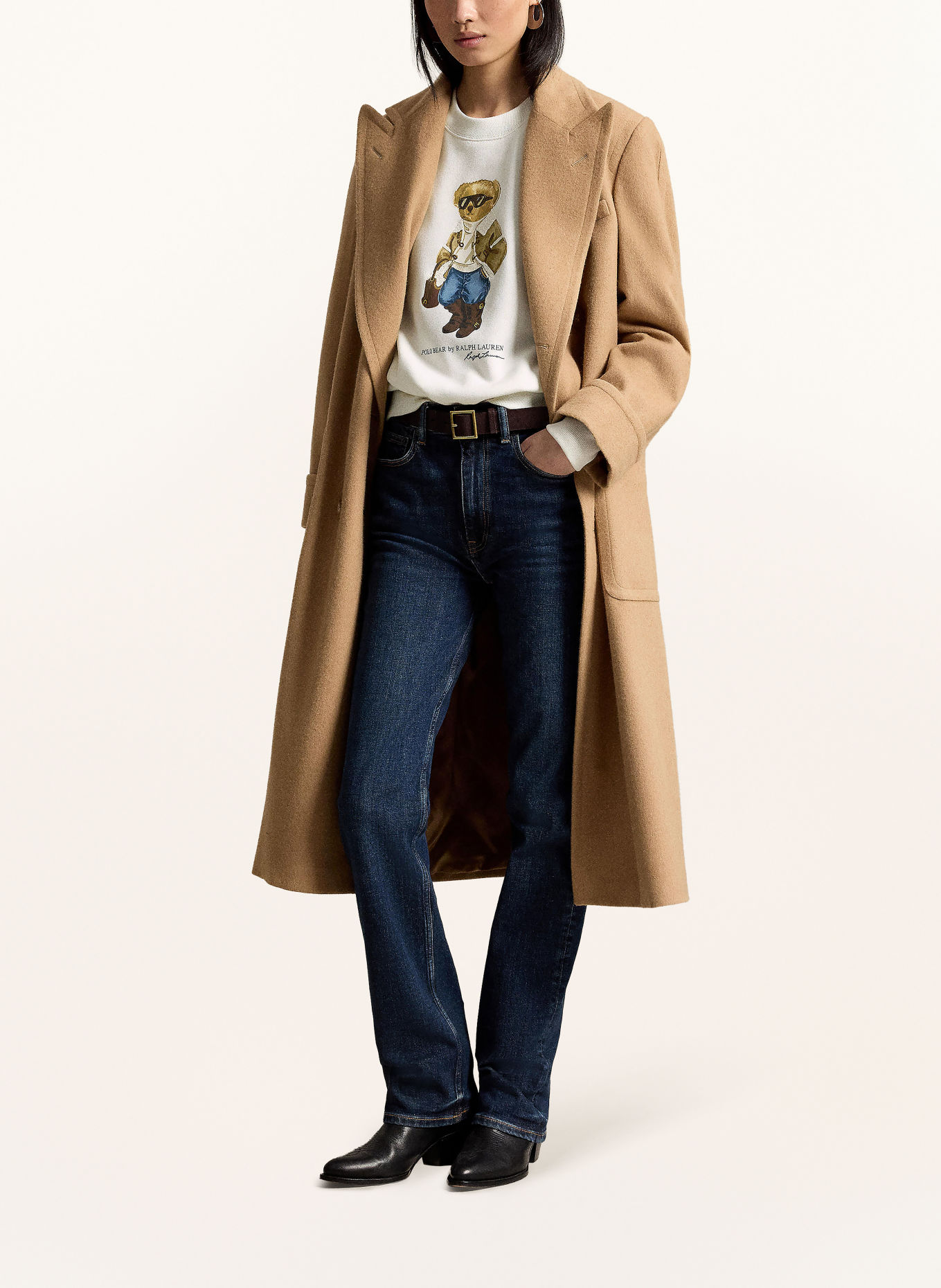 POLO RALPH LAUREN Sweatshirt: CRÈME / BRUIN / BLAUW