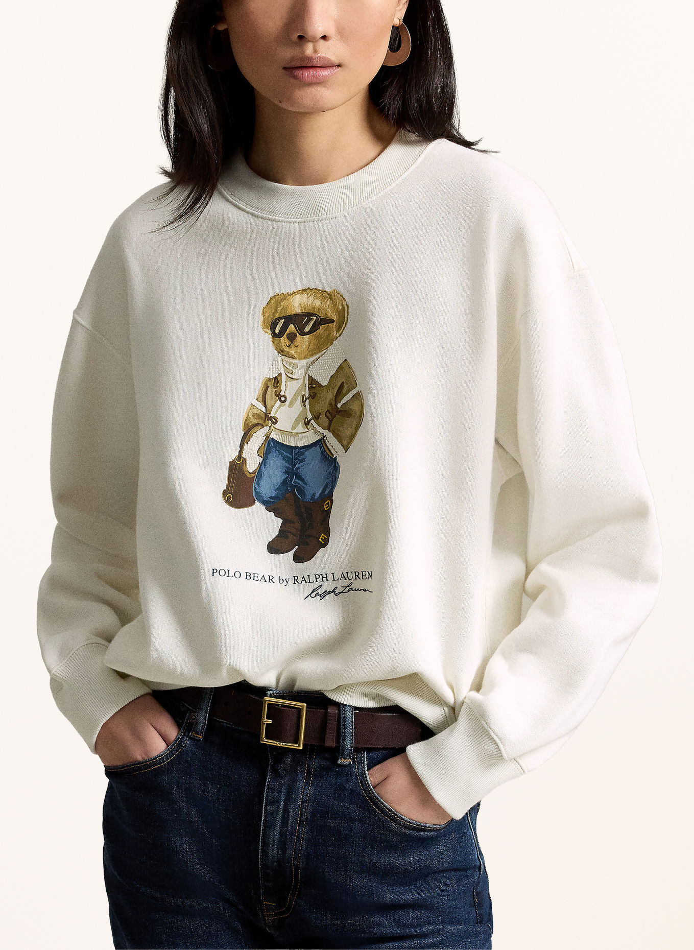 POLO RALPH LAUREN Sweatshirt: CRÈME / BRUIN / BLAUW