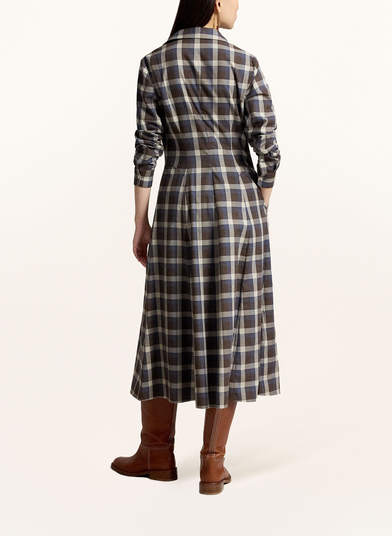 POLO RALPH LAUREN Sukienka koszulowa: GRANATOWY / CIEMNOBRĄZOWY / BEŻOWY