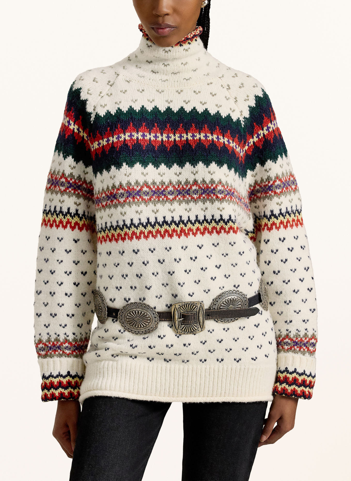 POLO RALPH LAUREN Svetry: KRÉMOVÁ / ČERVENÁ / TMAVĚ ZELENÁ