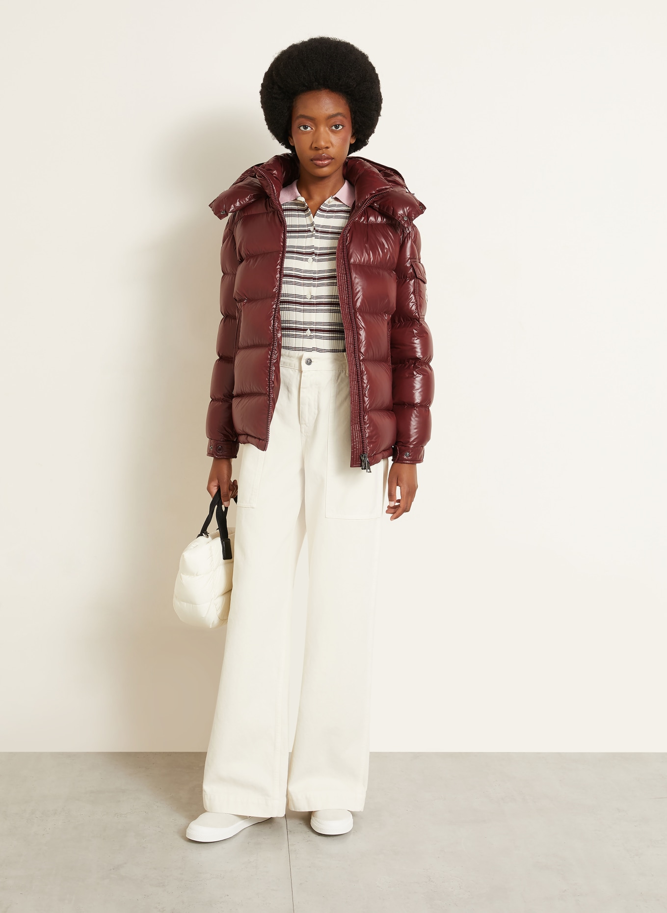 MONCLER Donsjas MAIRE met afneembare capuchon: DONKERROOD