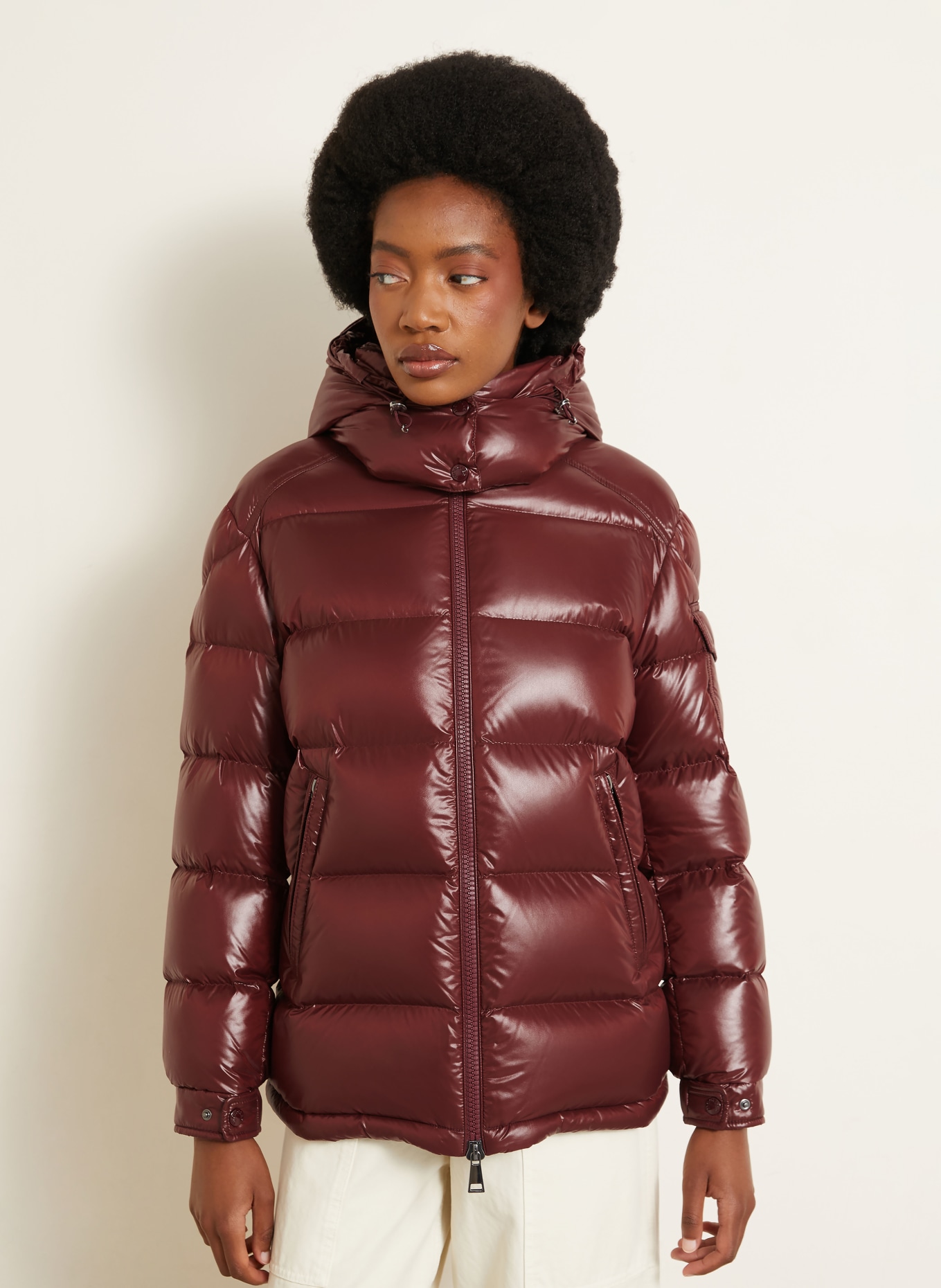 MONCLER Donsjas MAIRE met afneembare capuchon: DONKERROOD