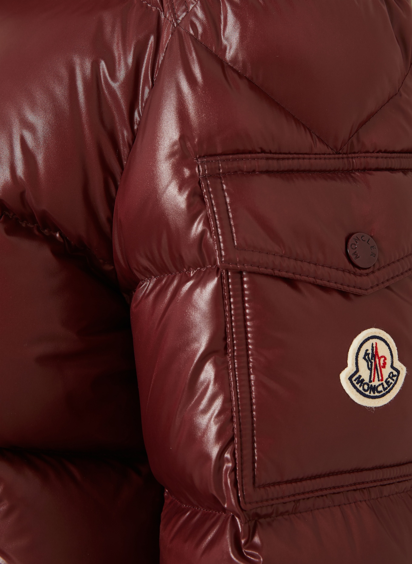 MONCLER Donsjas MAIRE met afneembare capuchon: DONKERROOD