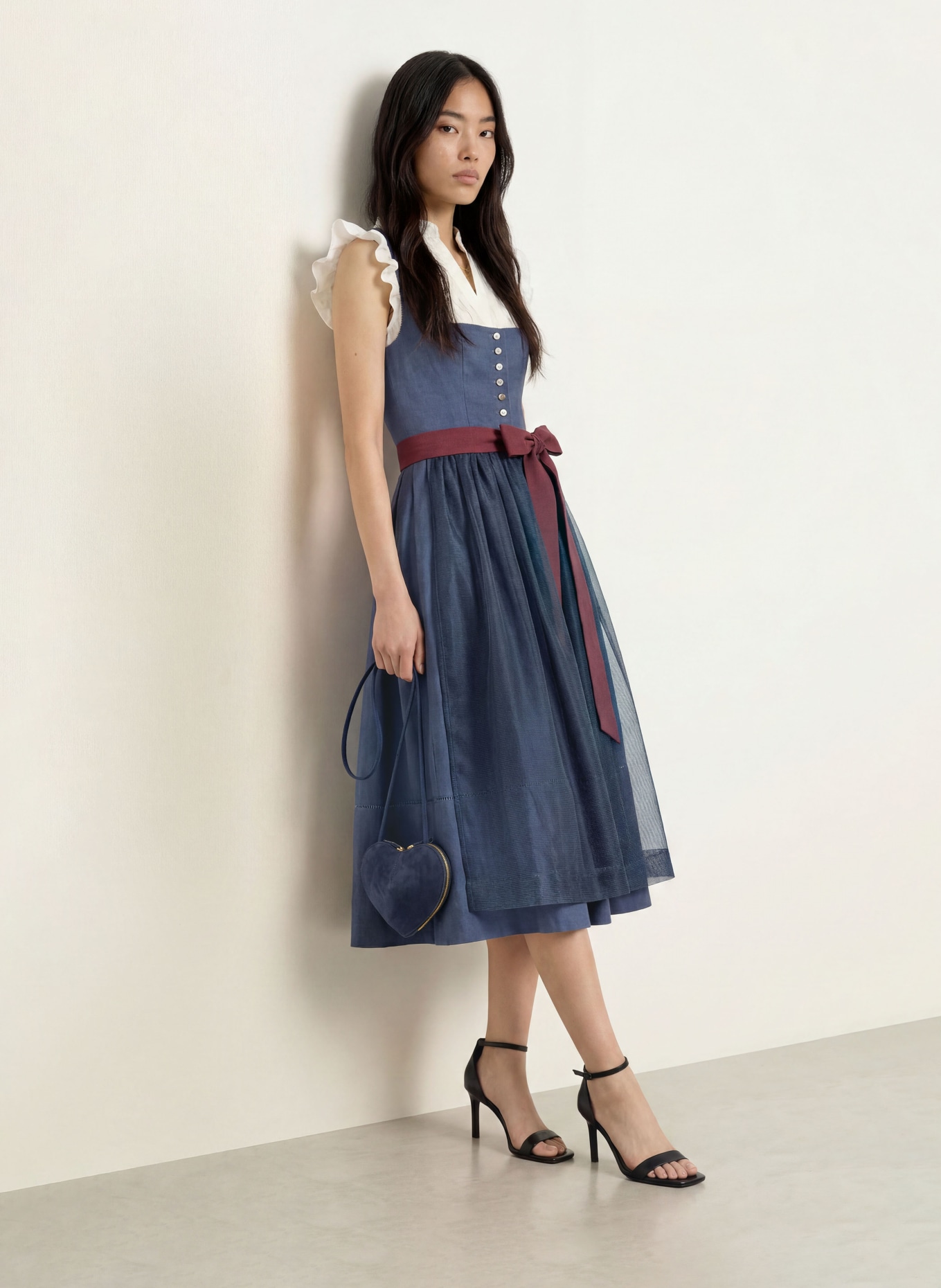 Grasegger Linen Dirndl BRIANNA: BLUE / DARK RED