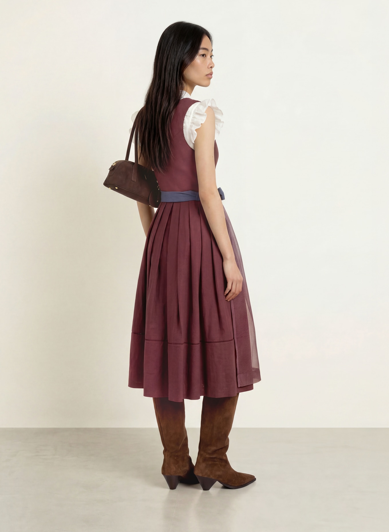 Grasegger Linen Dirndl BRIANNA: DARK RED / BLUE