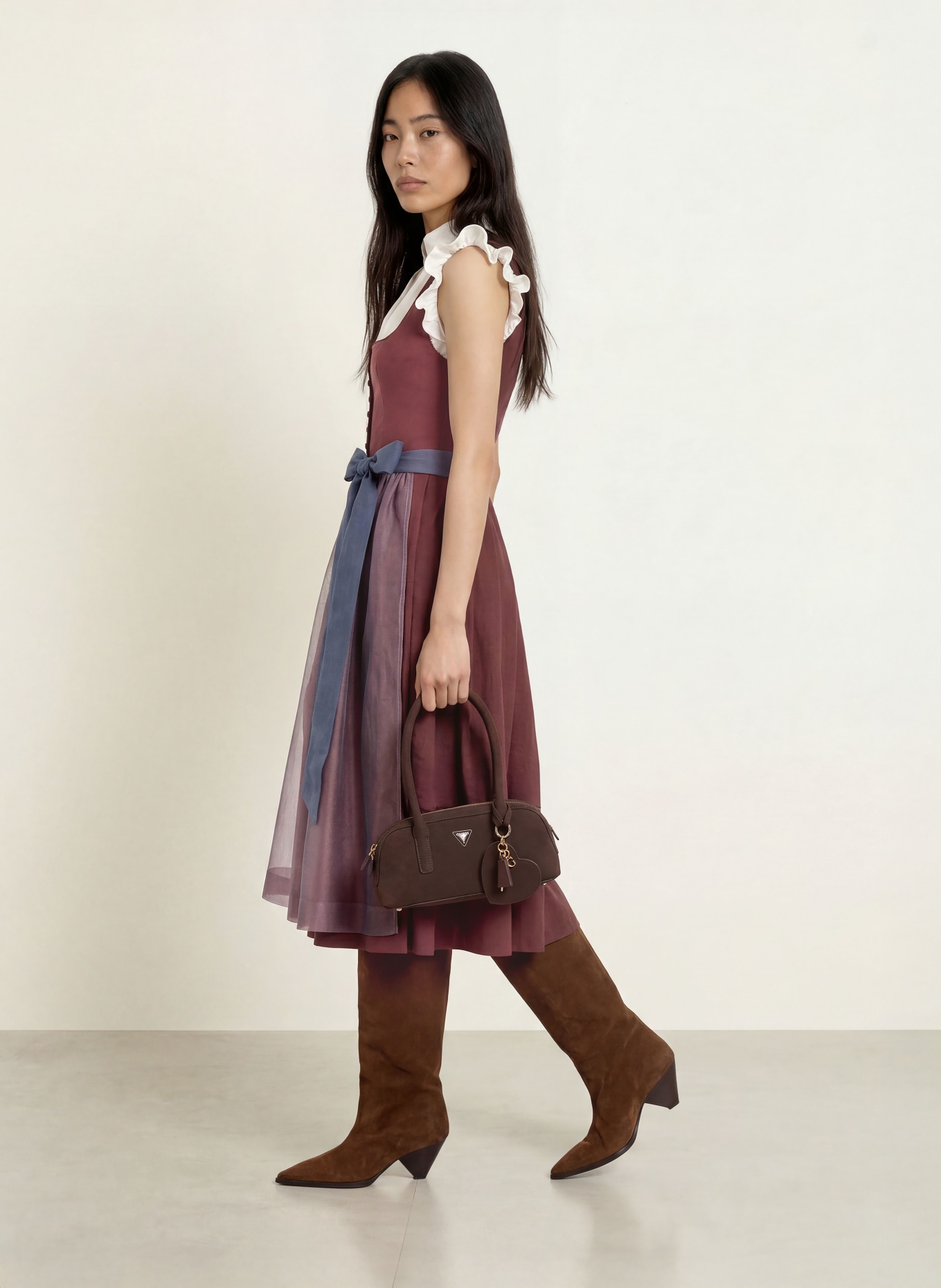 Grasegger Linen Dirndl BRIANNA: DARK RED / BLUE