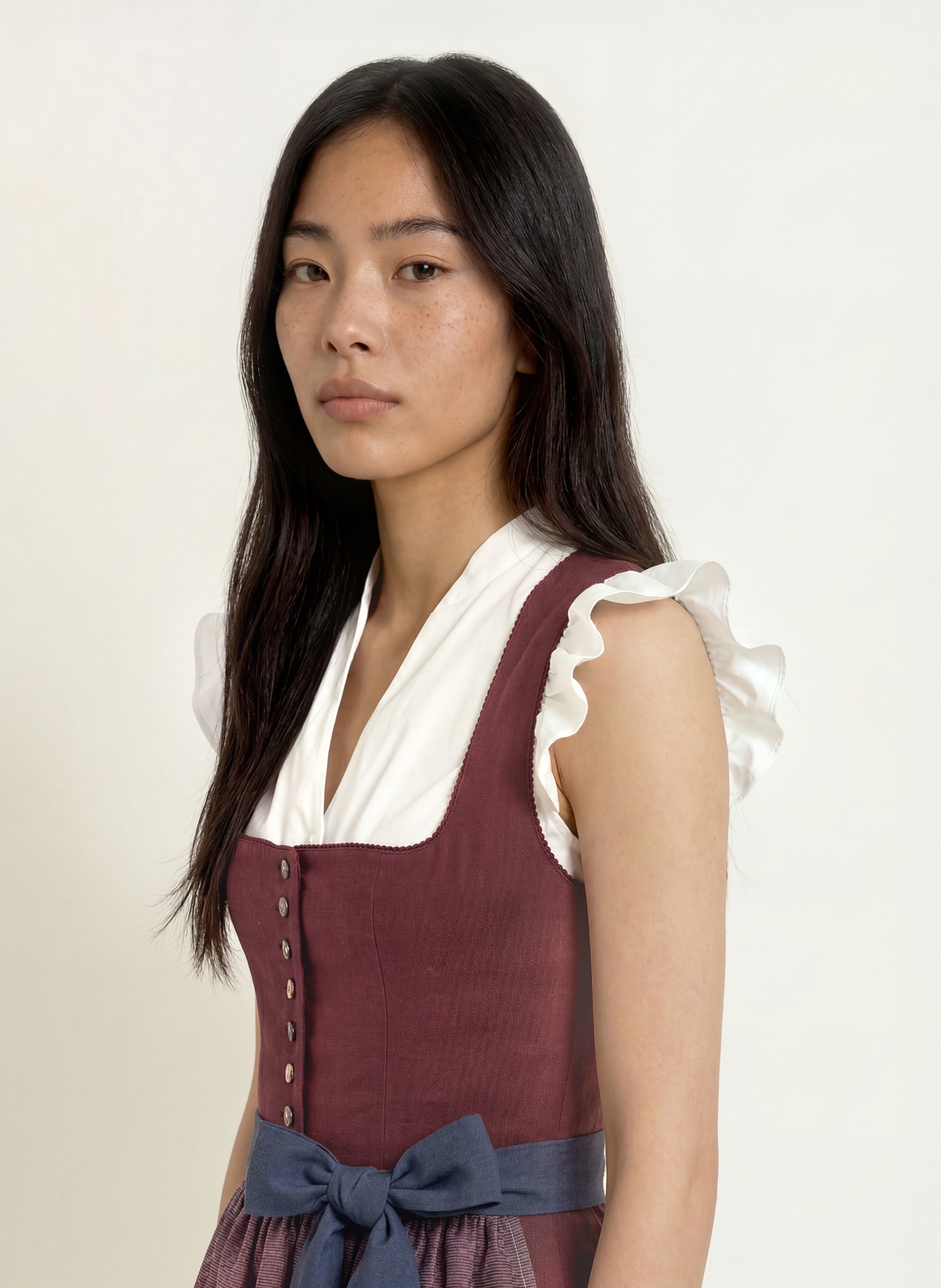Grasegger Linen Dirndl BRIANNA: DARK RED / BLUE