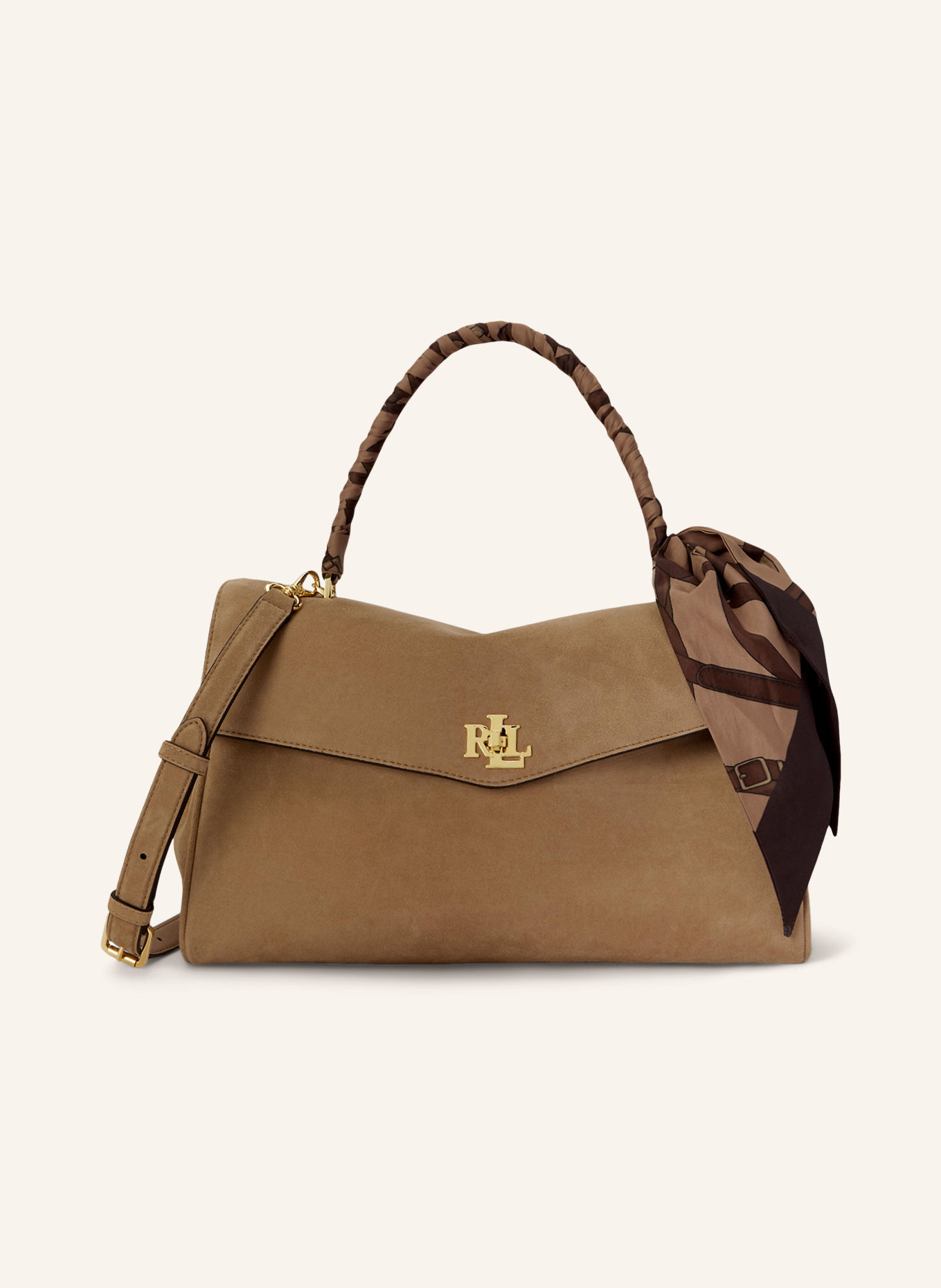 LAUREN RALPH LAUREN FARRAH Handbag: CAMEL / GOLD