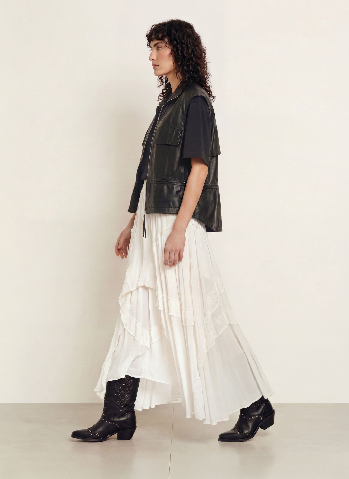 ALLSAINTS Sukně DORINA: KRÉMOVÁ