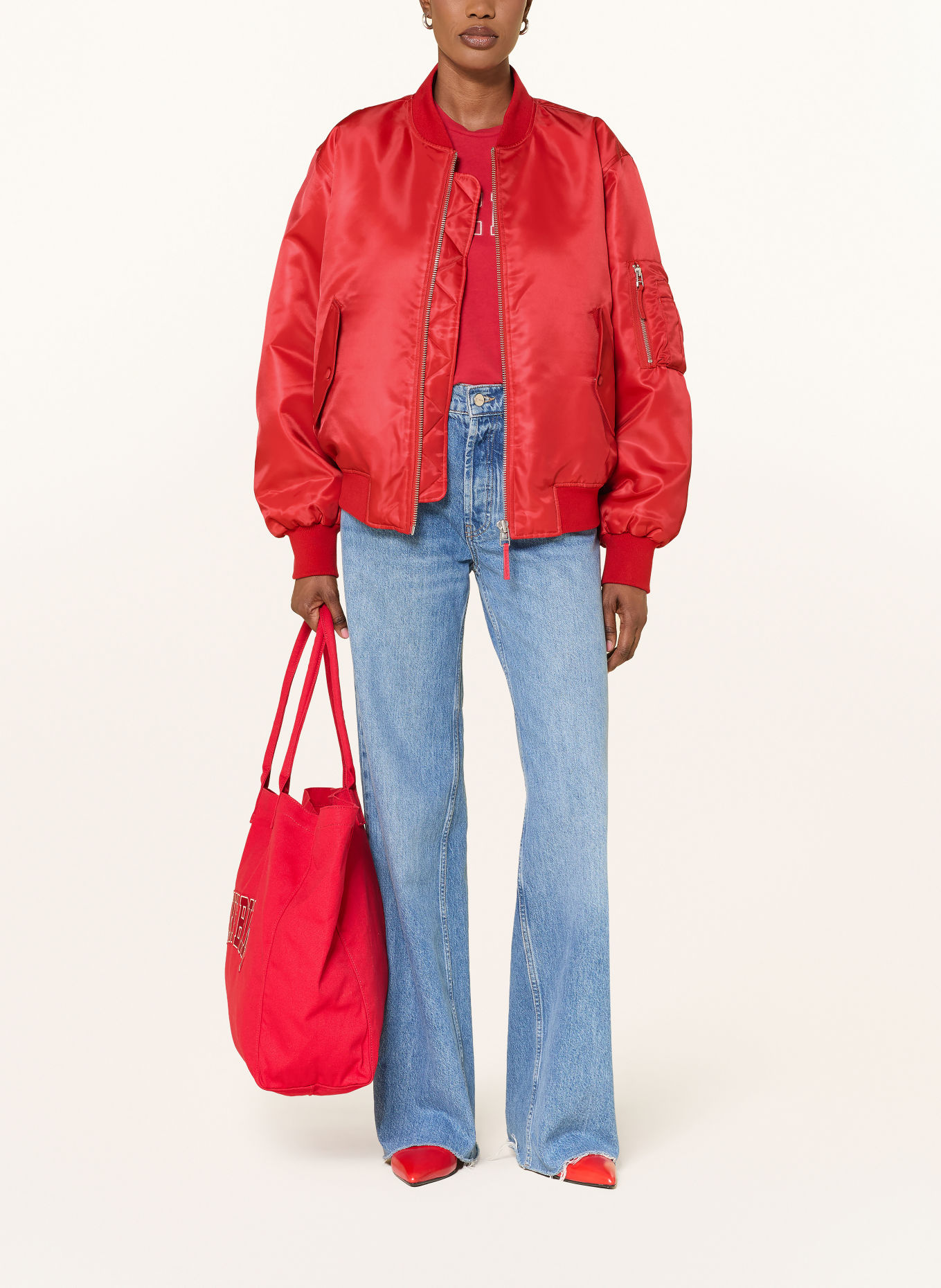 ANINE BING College-Jacke LEON aus Satin: ROT