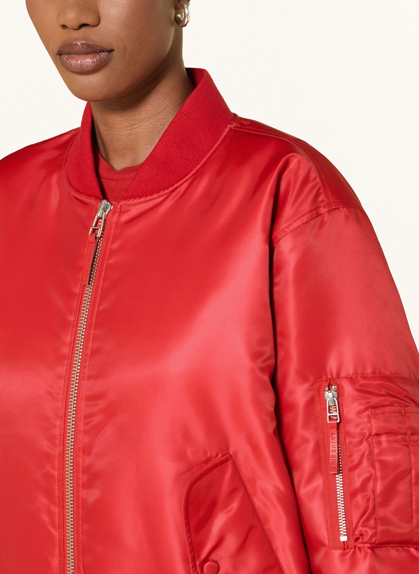 ANINE BING College-Jacke LEON aus Satin: ROT
