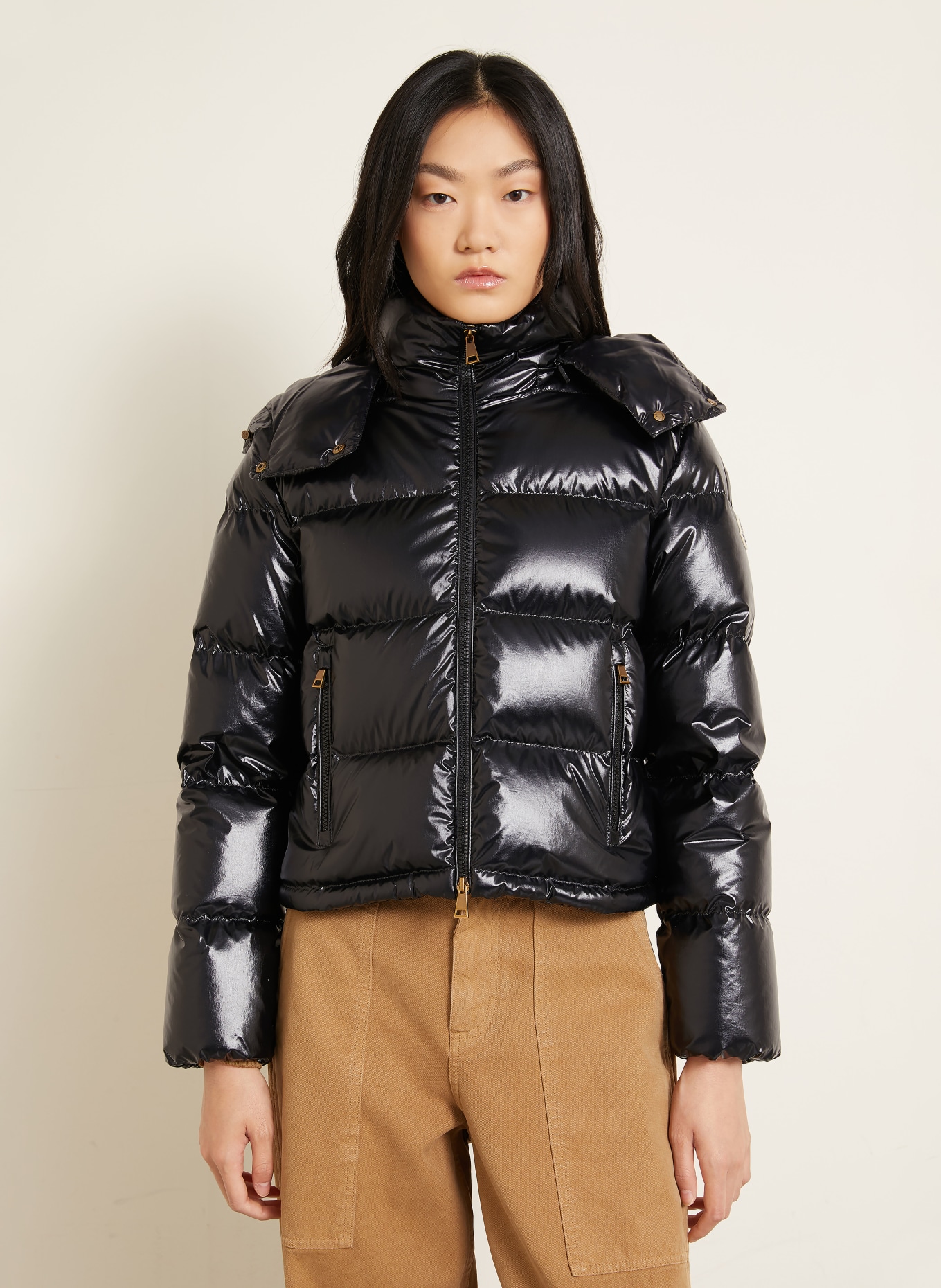 MONCLER Kurtka puchowa NIVEOLE z odpinanym kapturem: CZARNY