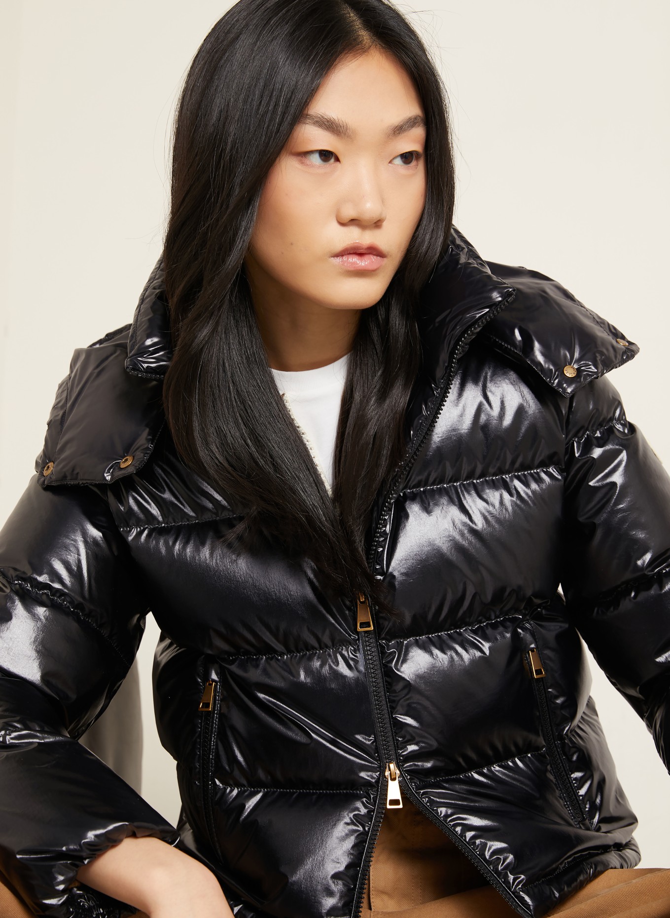 MONCLER Kurtka puchowa NIVEOLE z odpinanym kapturem: CZARNY