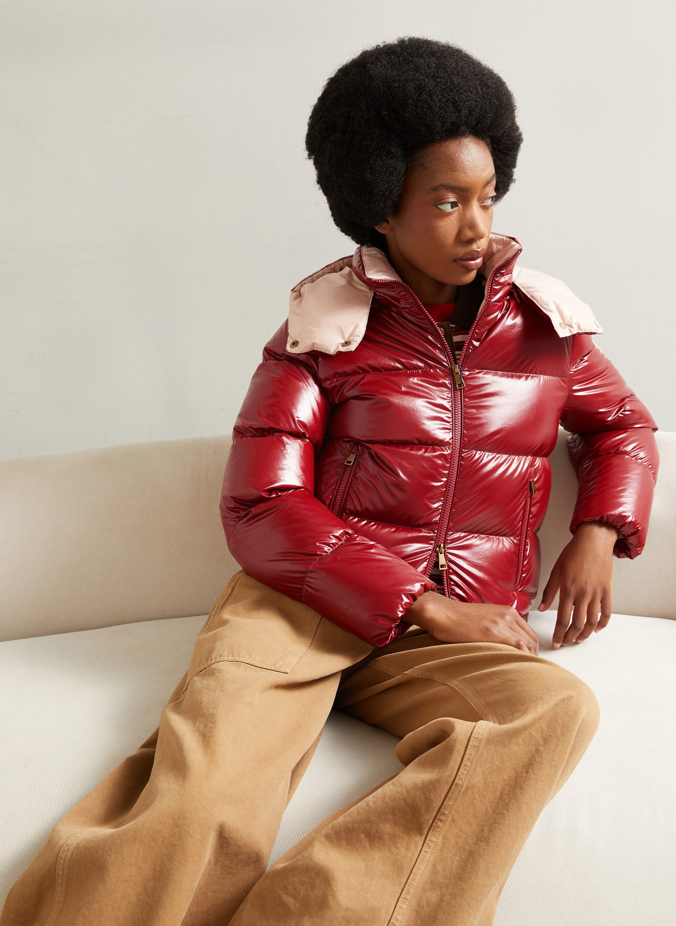 MONCLER NIVEOLE-donsjas met afneembare capuchon: ROOD