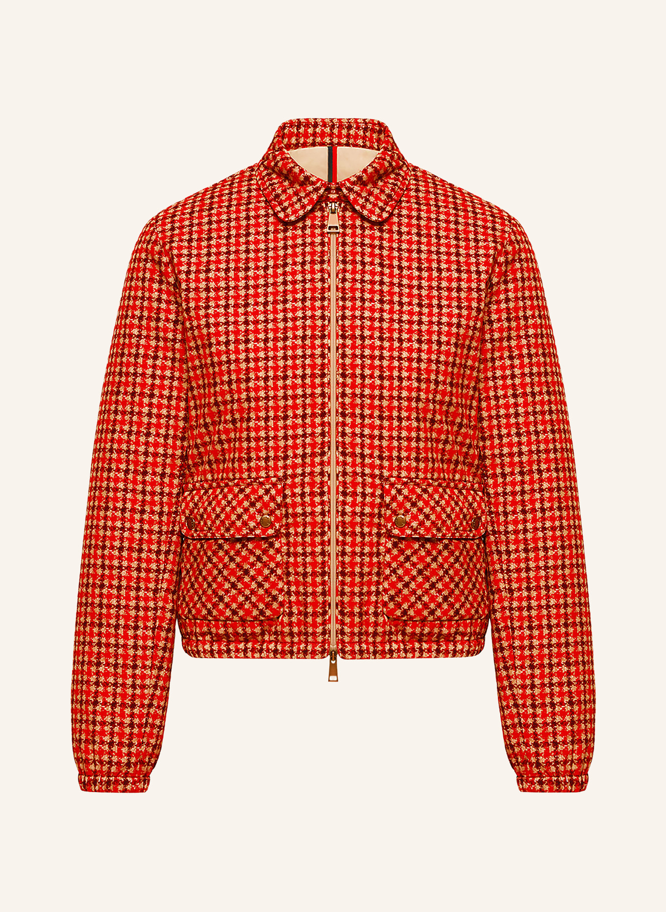 MONCLER Donsjas LANSET: CAMEL / DONKERROOD / ROOD
