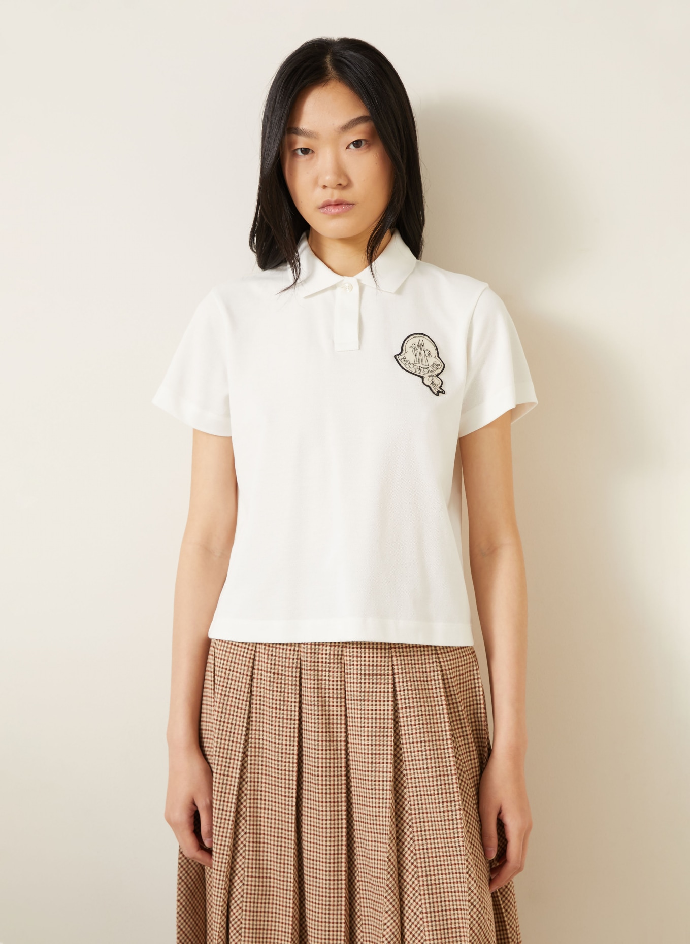 MONCLER Piqué-Poloshirt: WEISS