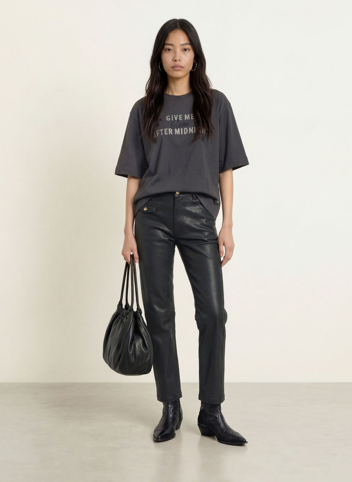 MOS MOSH MMGUINN T-shirt with Rhinestones: DARK GRAY