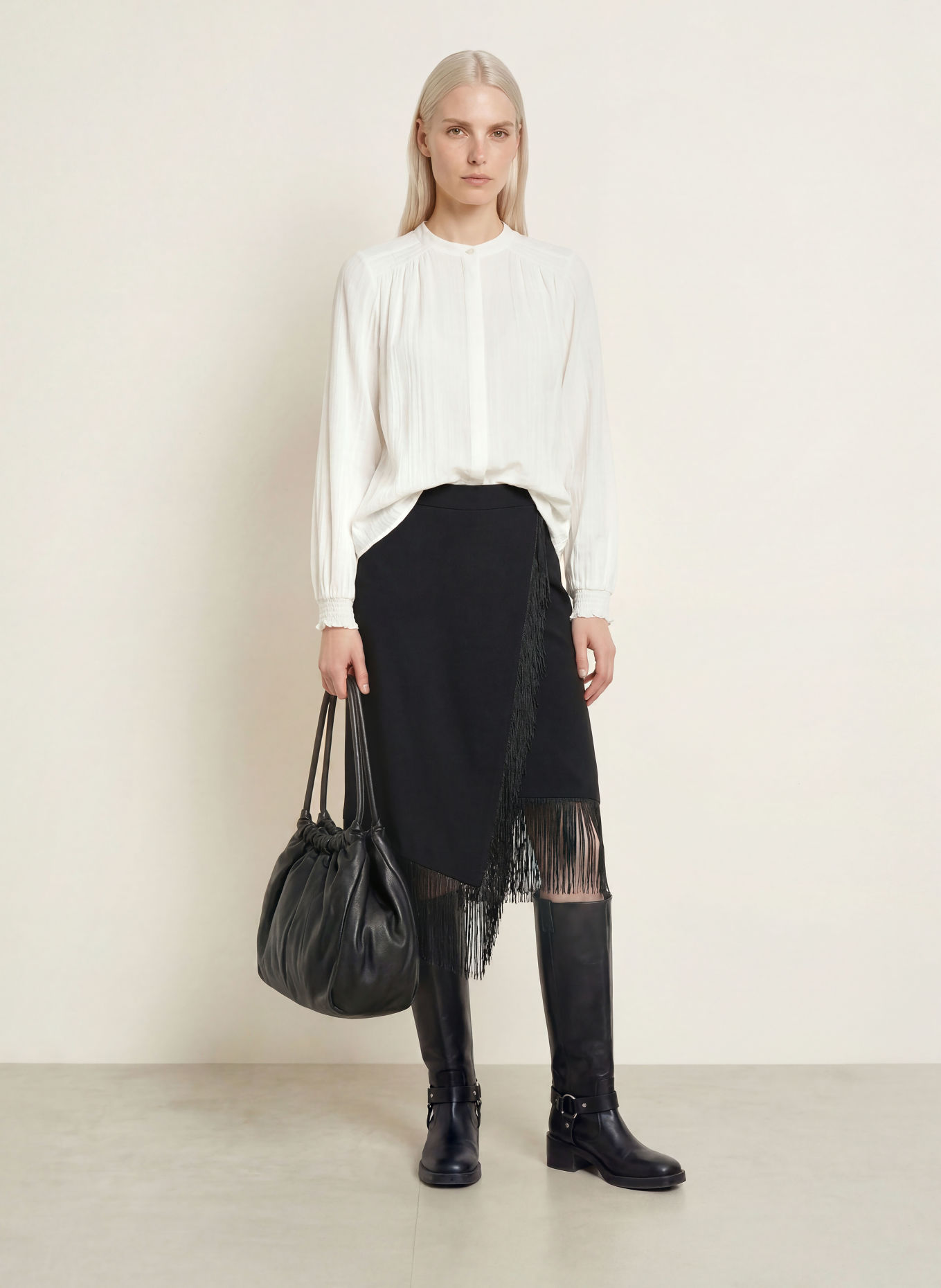 MOS MOSH MMHELENE BIRDIE Wrap-Style Skirt: BLACK
