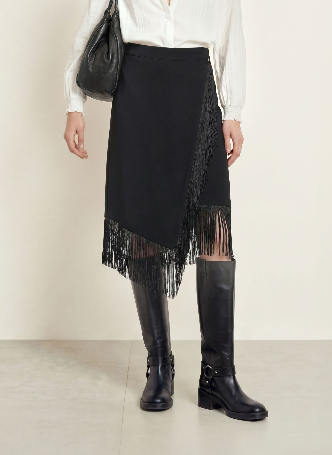 MOS MOSH MMHELENE BIRDIE Wrap-Style Skirt: BLACK
