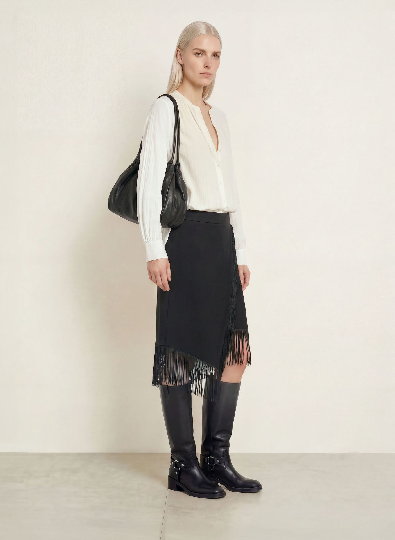 MOS MOSH MMHELENE BIRDIE Wrap-Style Skirt: BLACK