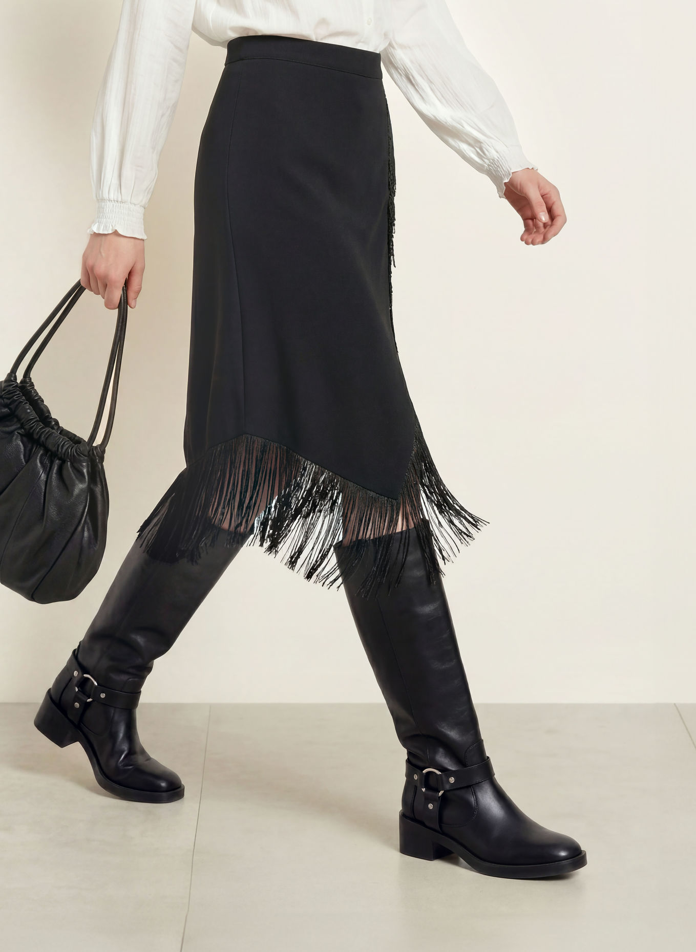 MOS MOSH MMHELENE BIRDIE Wrap-Style Skirt: BLACK