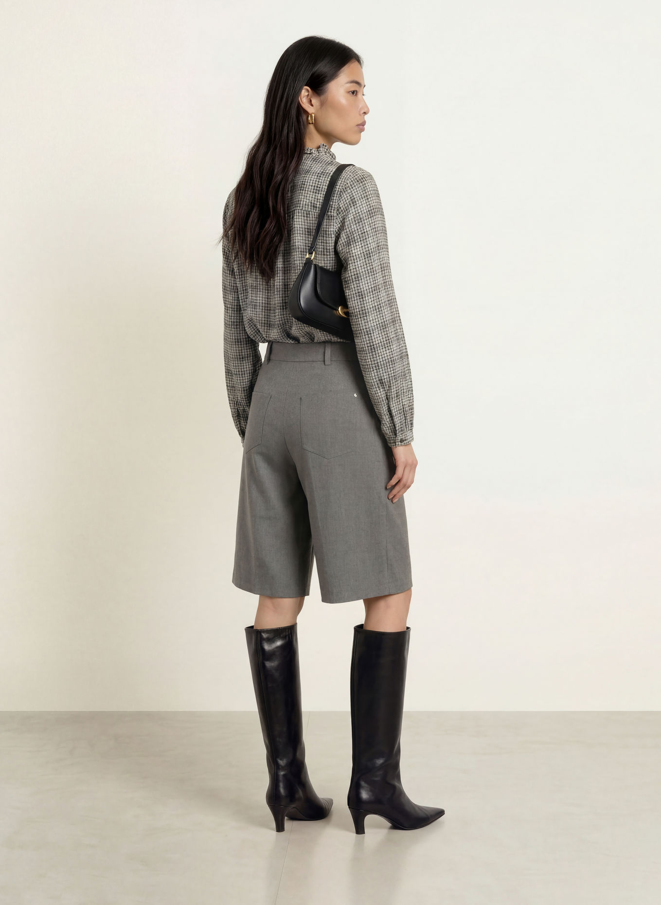 MOS MOSH MMBILES-blouseshirt met ruches: ZWART / WIT