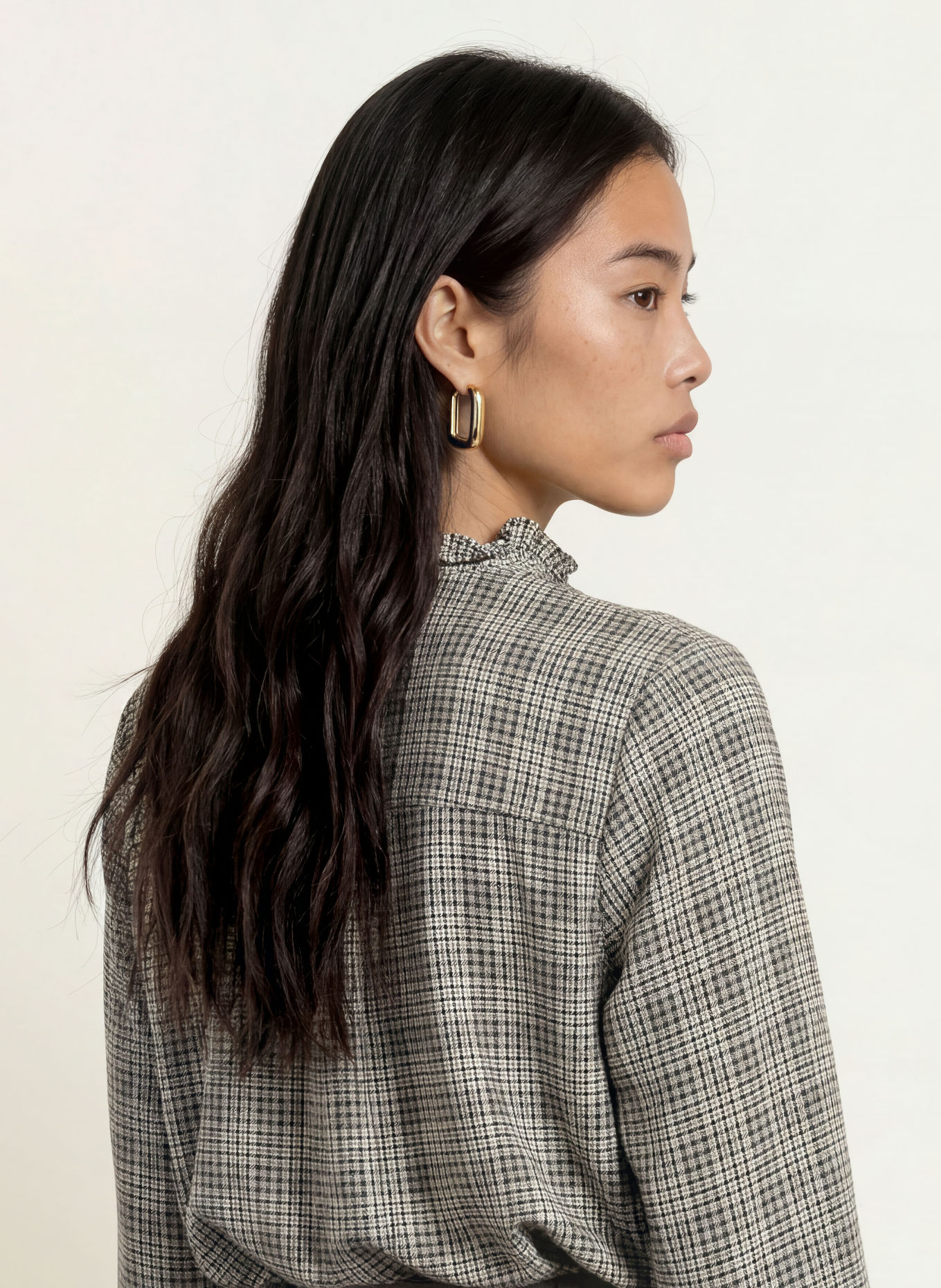 MOS MOSH MMBILES-blouseshirt met ruches: ZWART / WIT