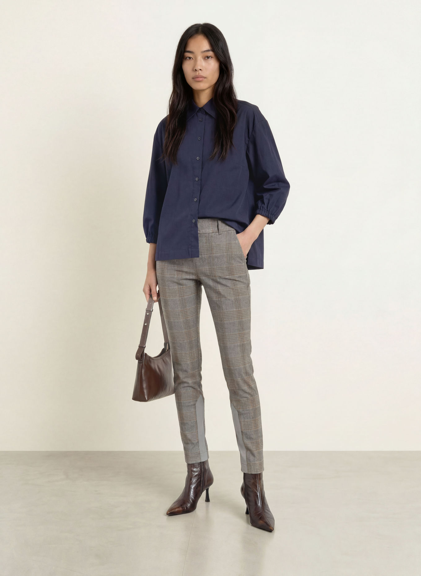 MOS MOSH Flanellen broek MMLUSH TUXEN: GRIJS / BRUIN / DONKERGRIJS