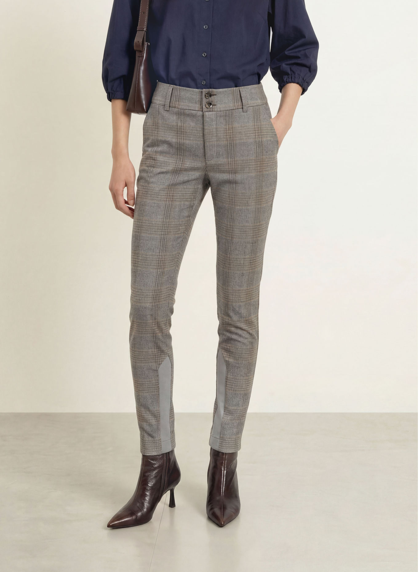 MOS MOSH Flanellen broek MMLUSH TUXEN: GRIJS / BRUIN / DONKERGRIJS