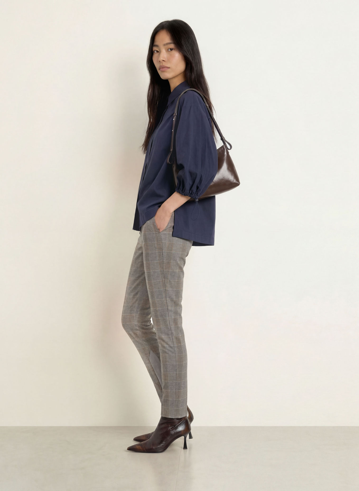 MOS MOSH Flanellen broek MMLUSH TUXEN: GRIJS / BRUIN / DONKERGRIJS
