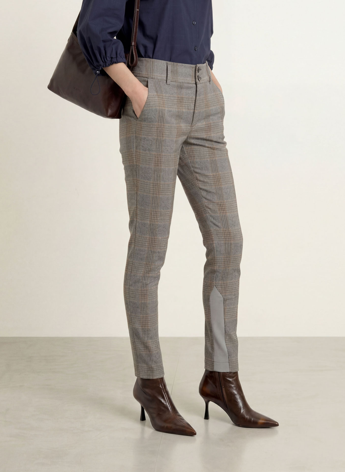 MOS MOSH Flanellen broek MMLUSH TUXEN: GRIJS / BRUIN / DONKERGRIJS